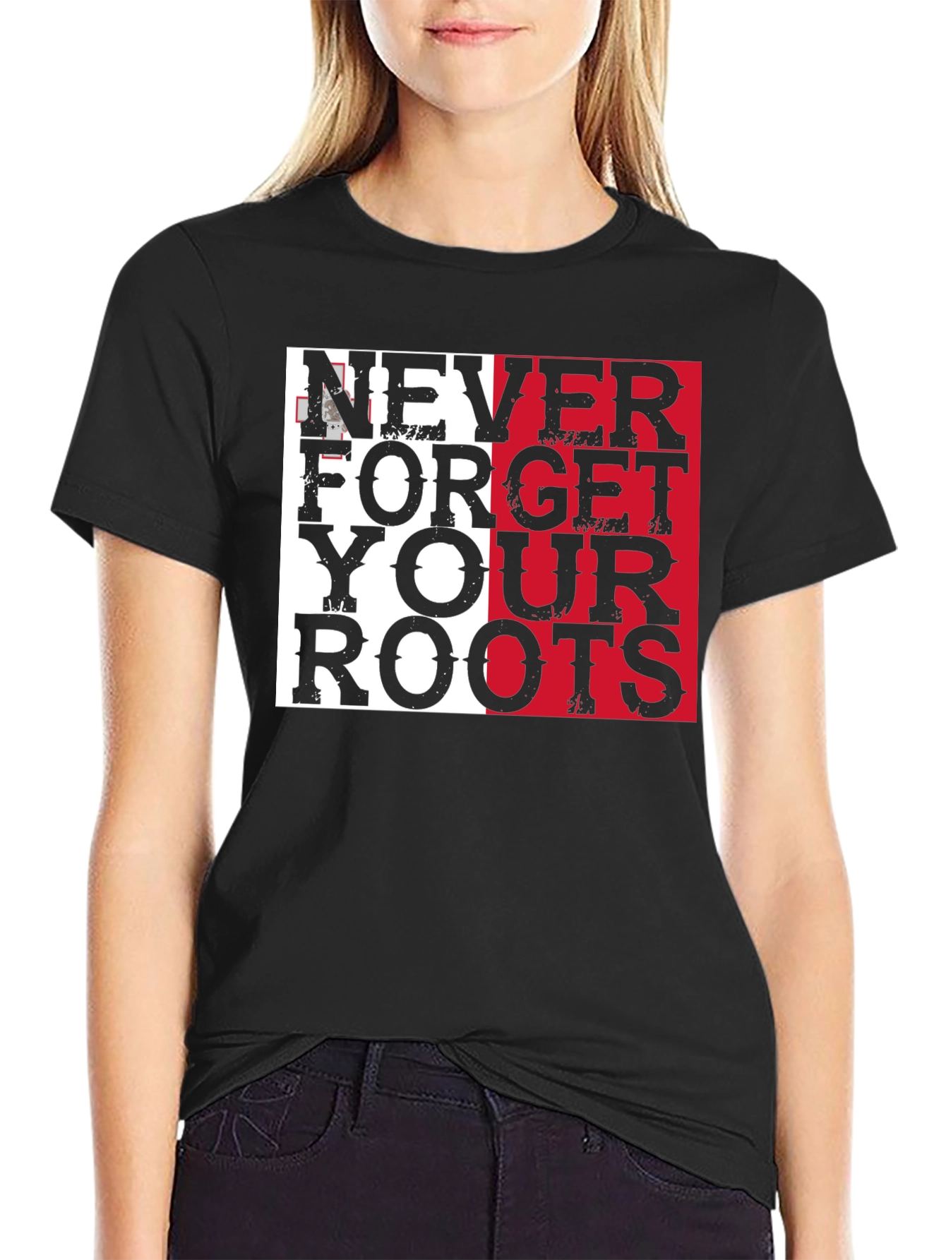 Black Never Forget Your Roots Graphic Tee view 2