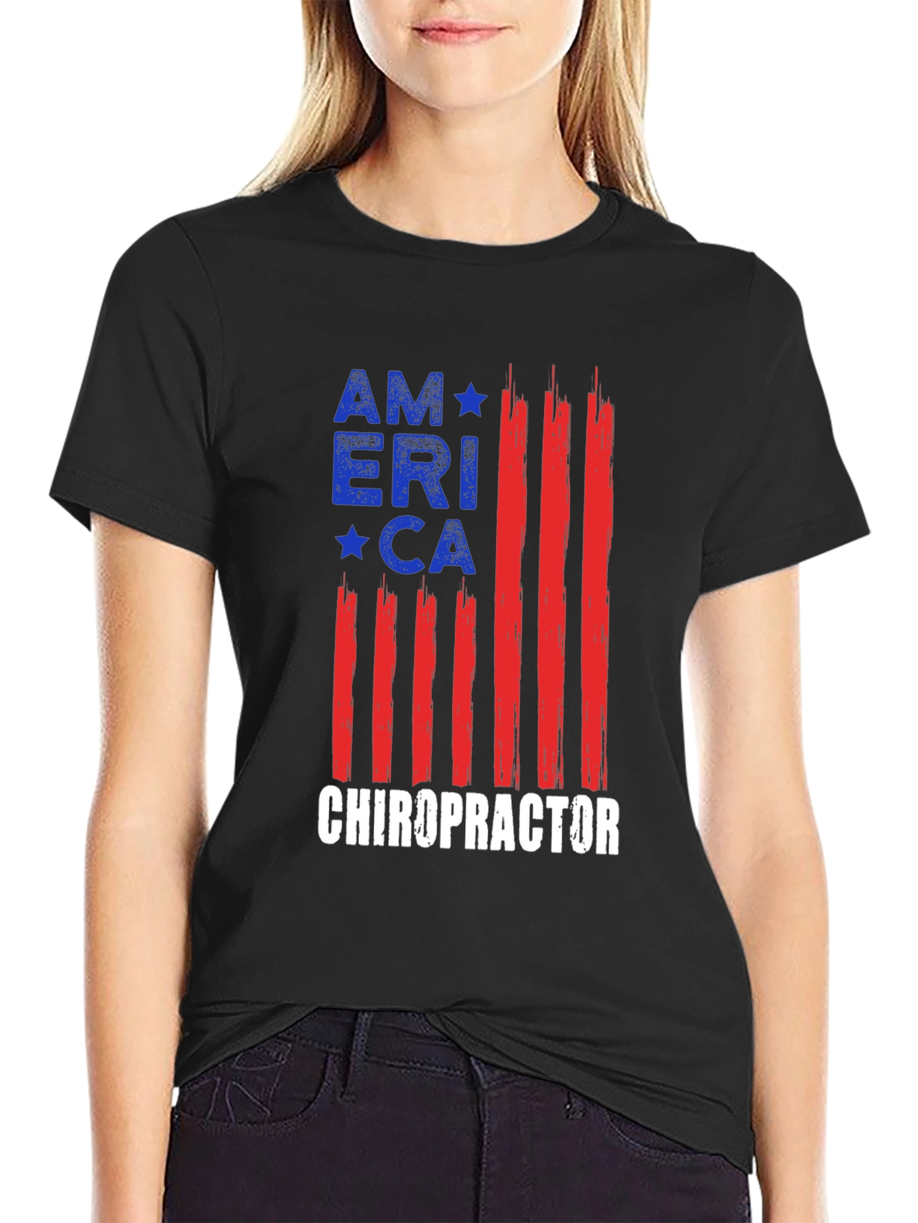Black Chiropractor America T-Shirt view 2
