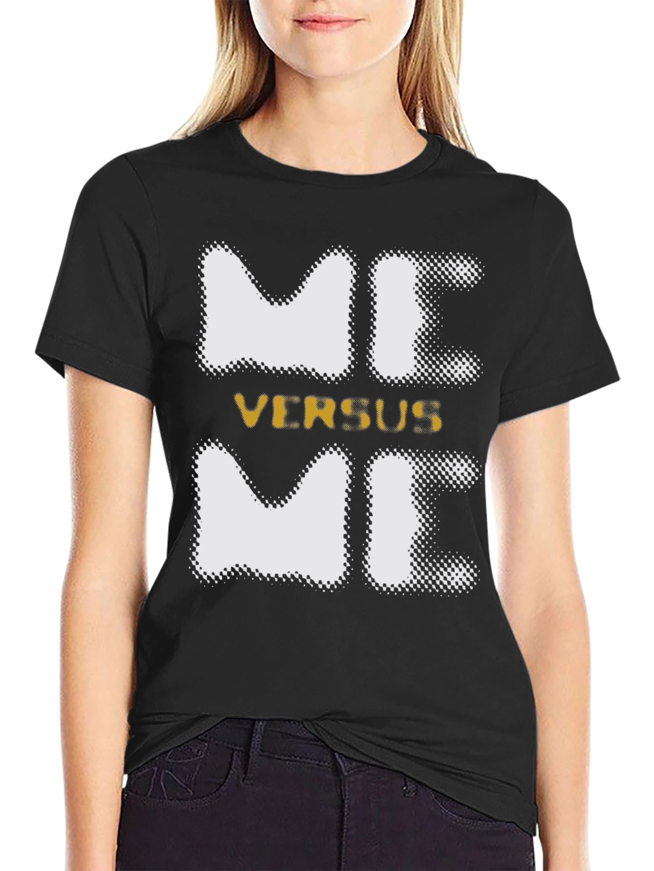 Black Meme Versus Me Graphic Tee view 2