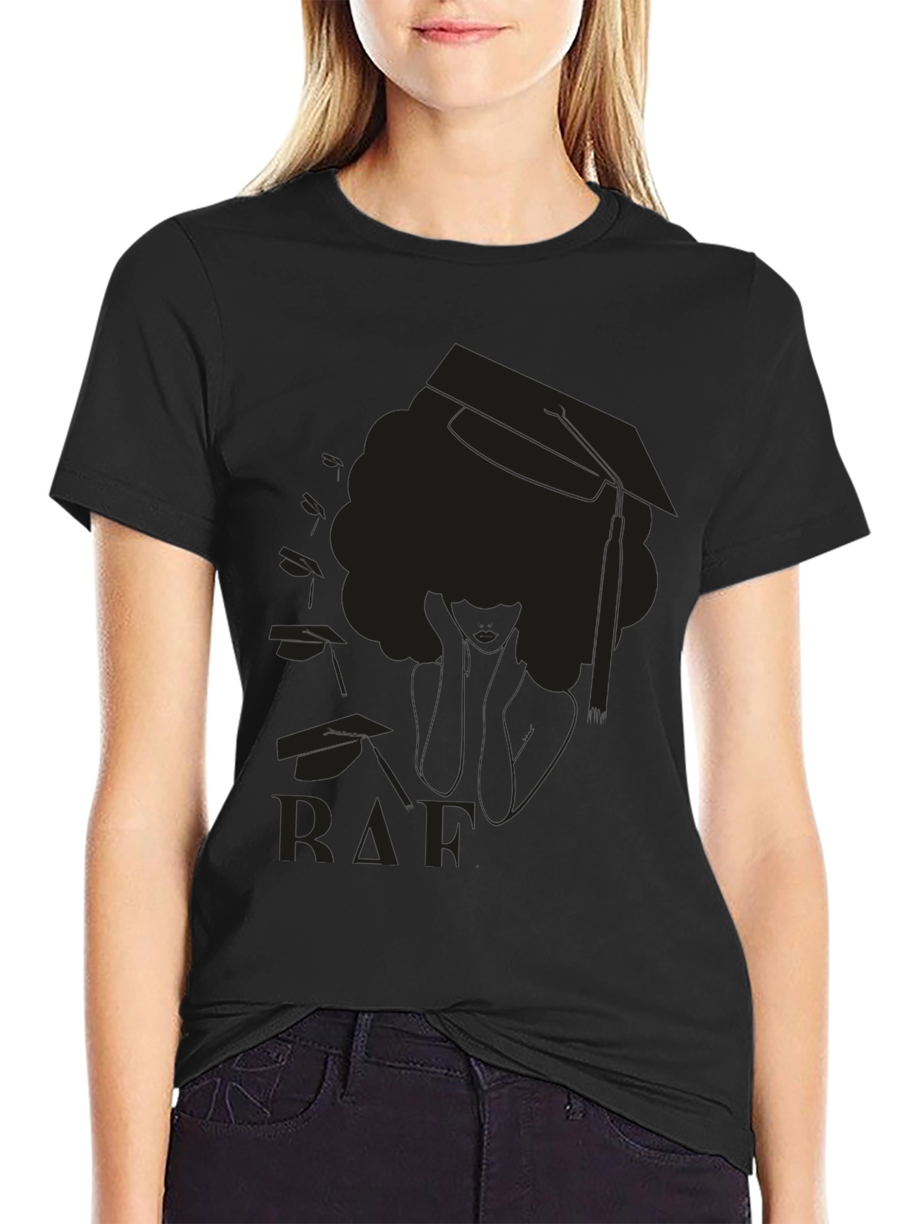 Black Graduation Afro T-Shirt - Black view 2