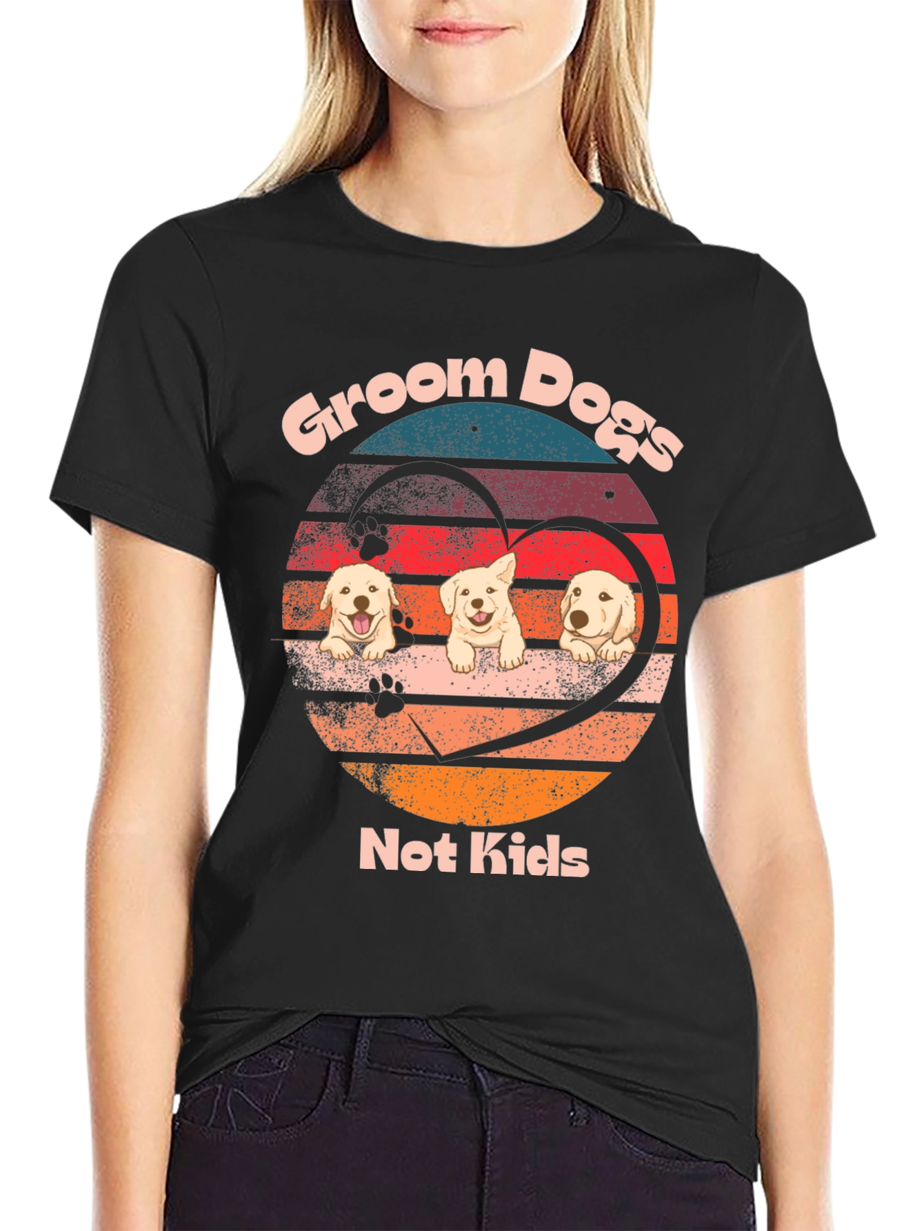 Black Groom Dogs Not Kids Graphic Tee view 2