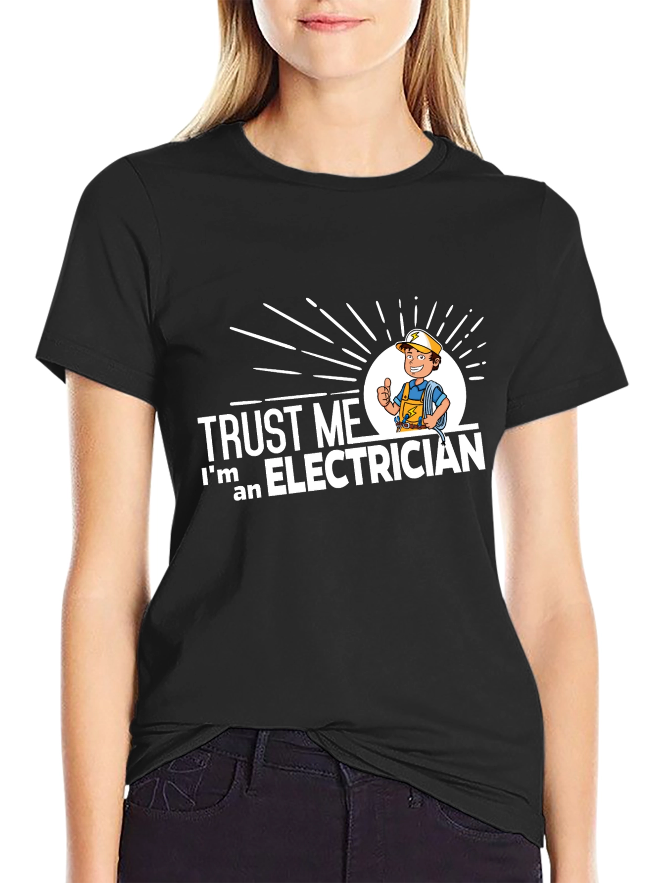 Black Trust Me I'm an Electrician Graphic T-Shirt view 2