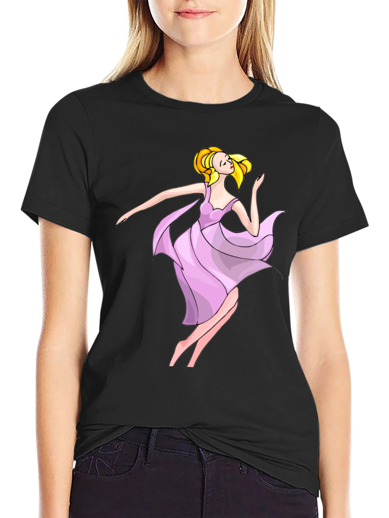 Black Elegant Ballerina Graphic T-Shirt view 2