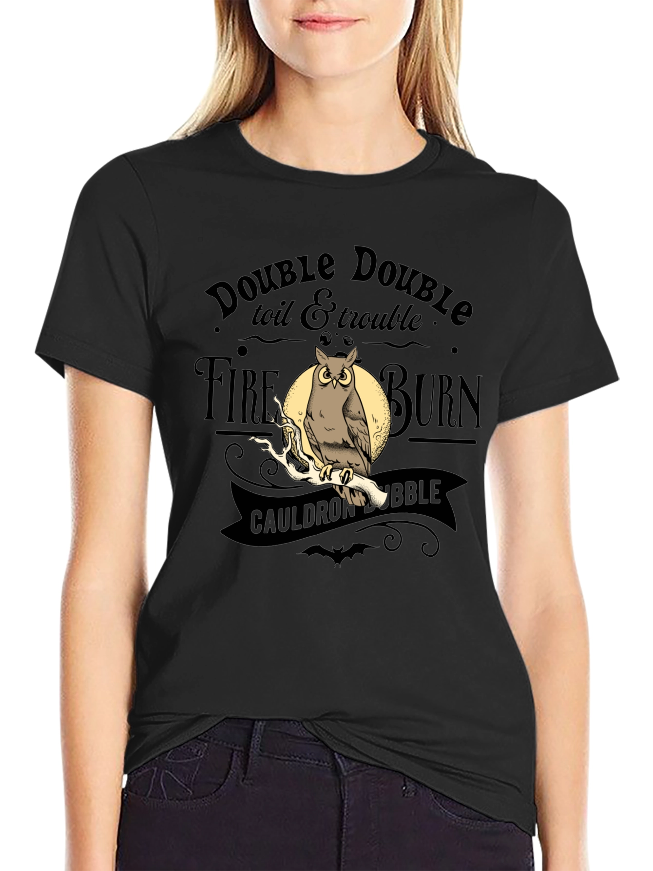 Black Double Double Toil & Trouble Owl T-Shirt view 2