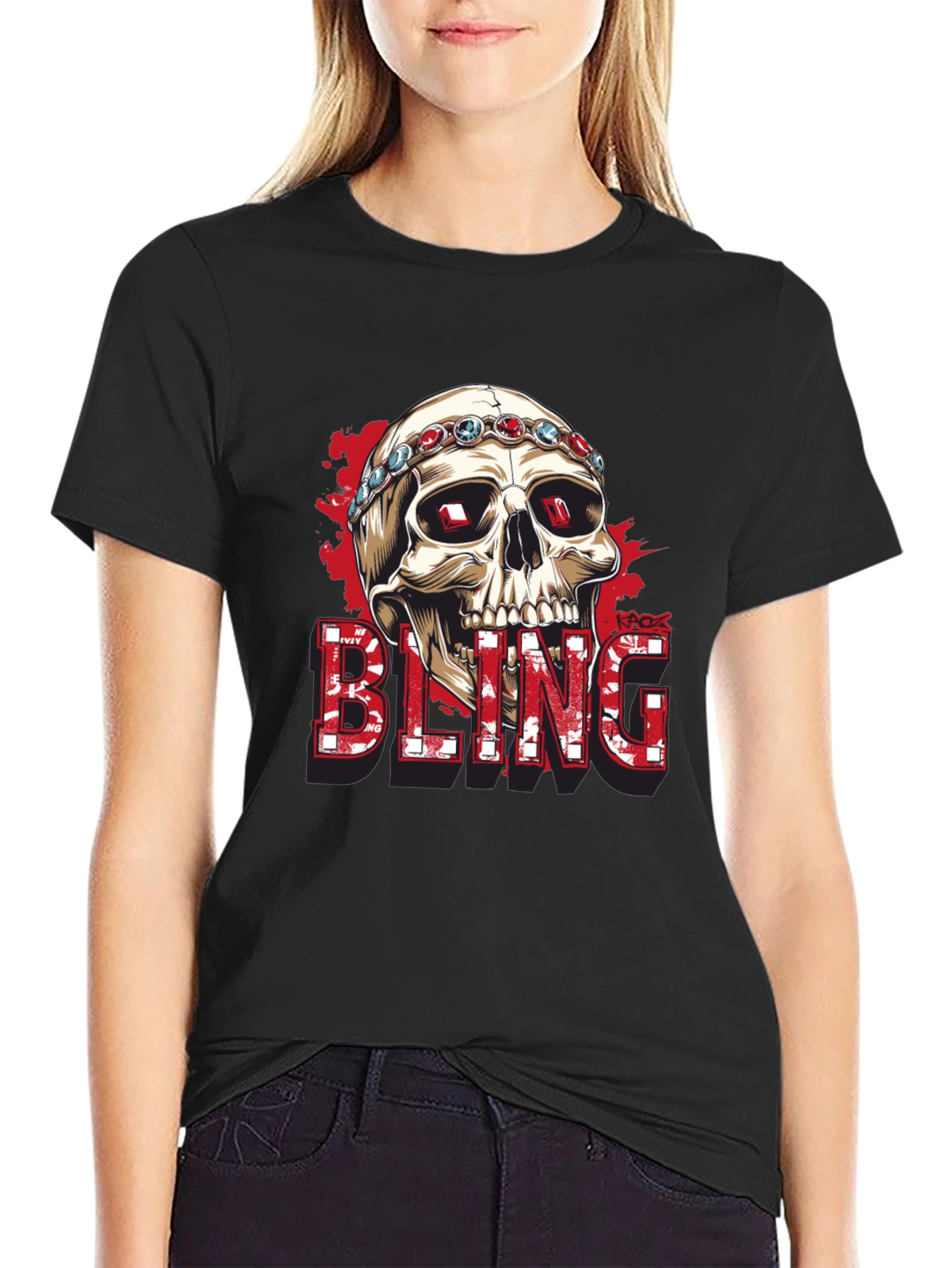 Black Skull Bling Graphic Tee - Mens Fashion view 2
