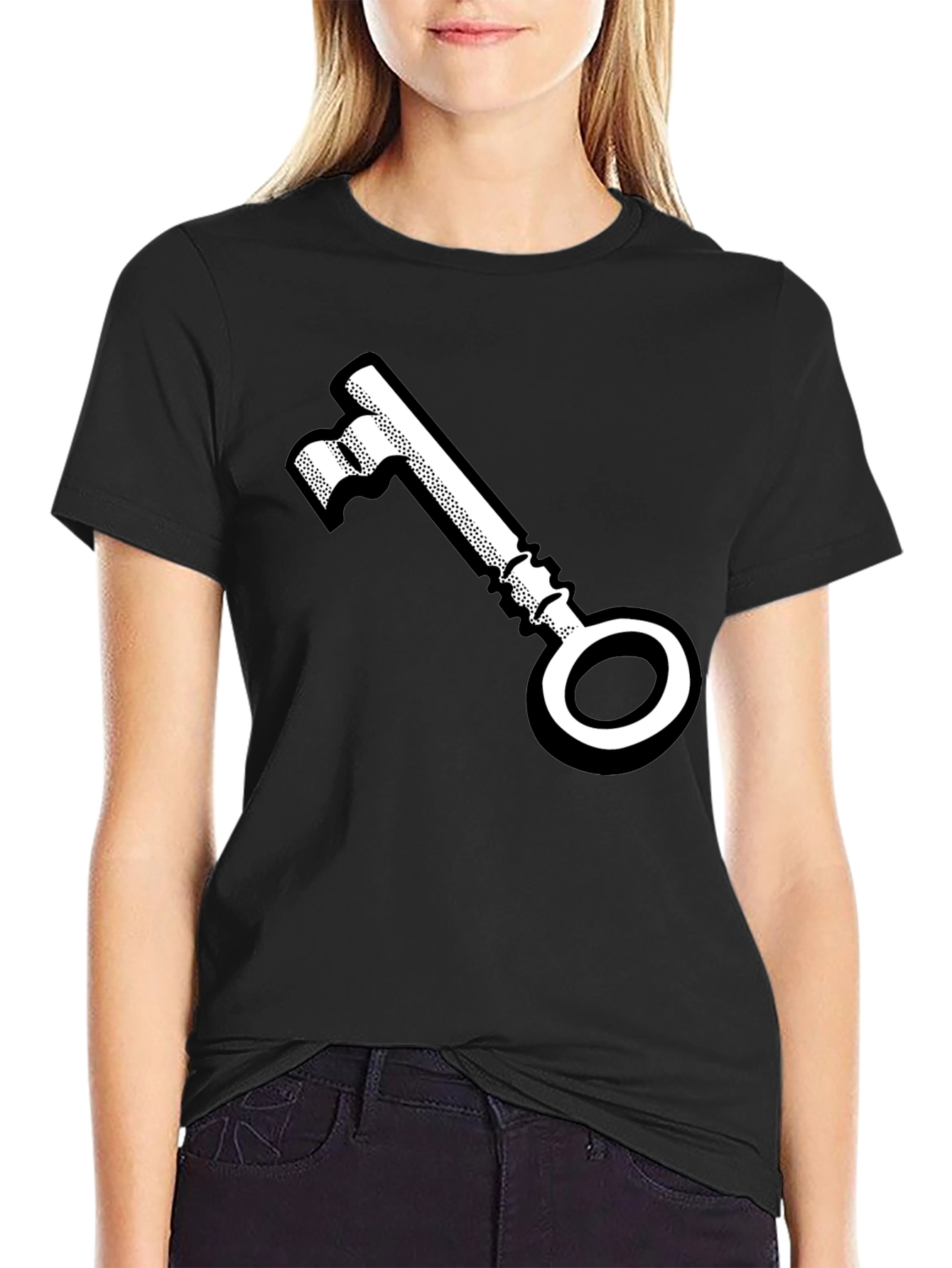 Black Vintage Key Graphic Tee - Unlock Your Style view 2