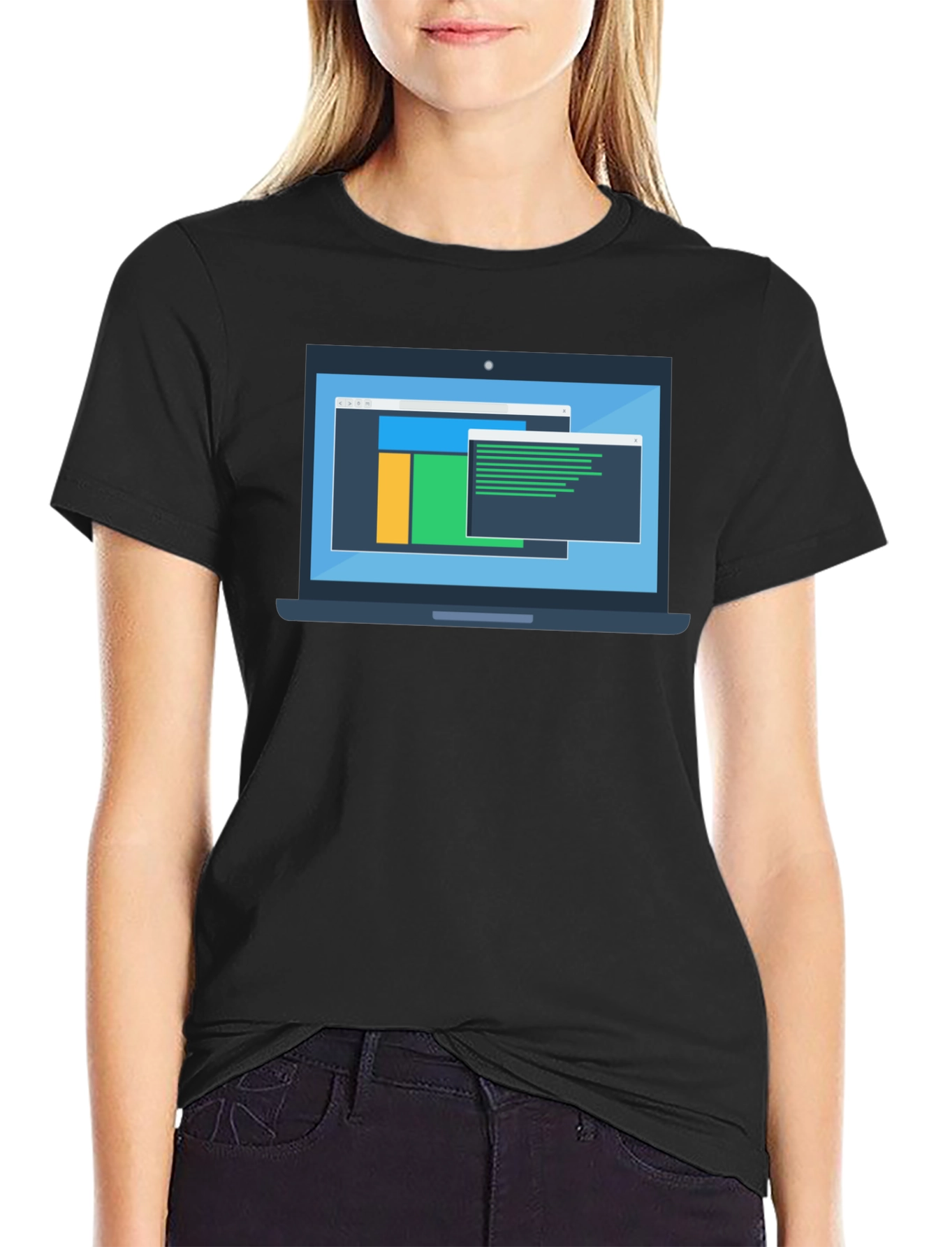Black Programmer Laptop Graphic T-Shirt view 2