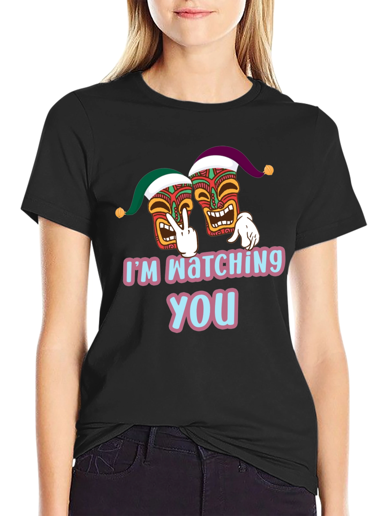 Black I'm Watching You Graphic Tee view 2