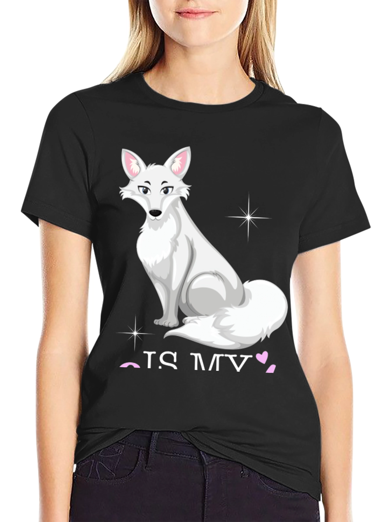 Black Arctic Fox Graphic Tee - 'Fox Is My Valentine' view 2