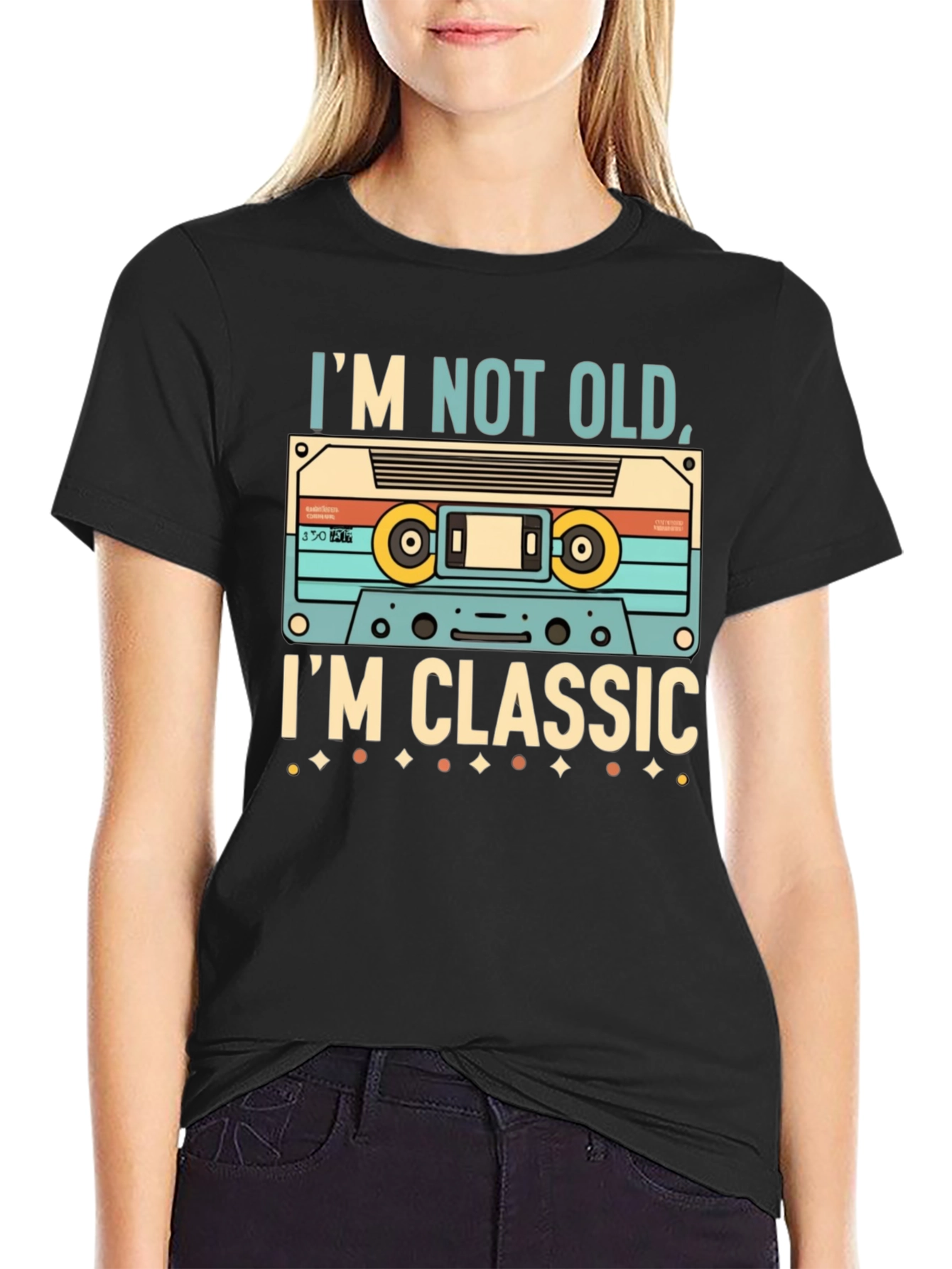 Black I'm Not Old, I'm Classic Cassette Tape T-Shirt view 2
