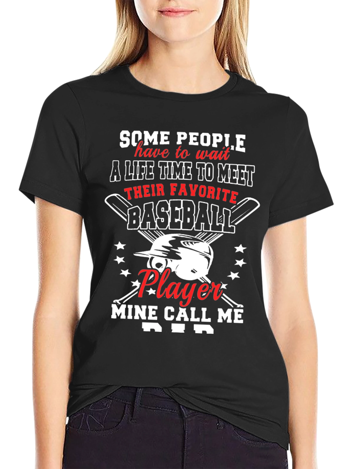 Black Baseball Dad T-Shirt - Favorite Player Gift view 2