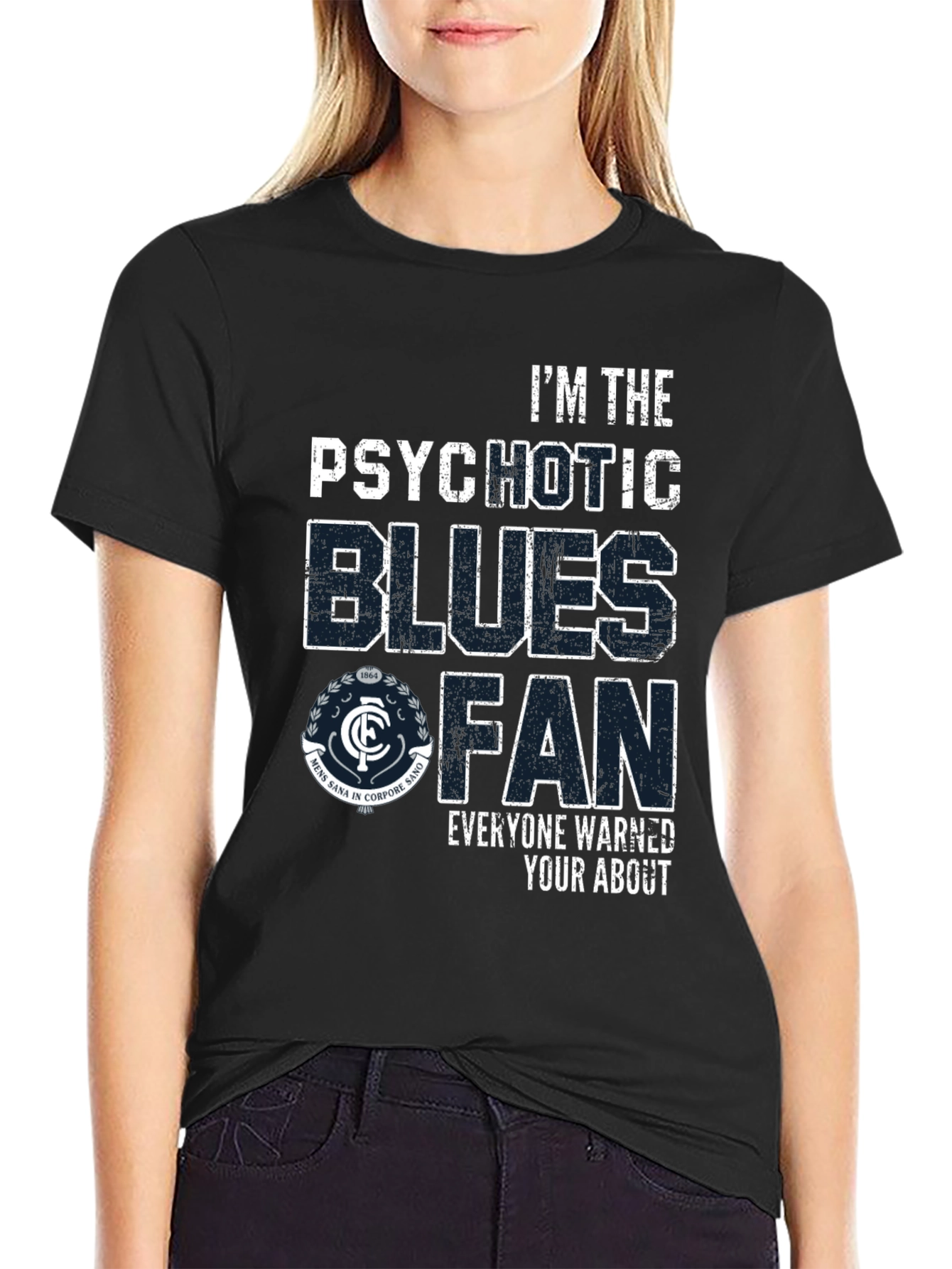 Black Psychotic Blues Fan T-Shirt - Carlton Football Club view 2