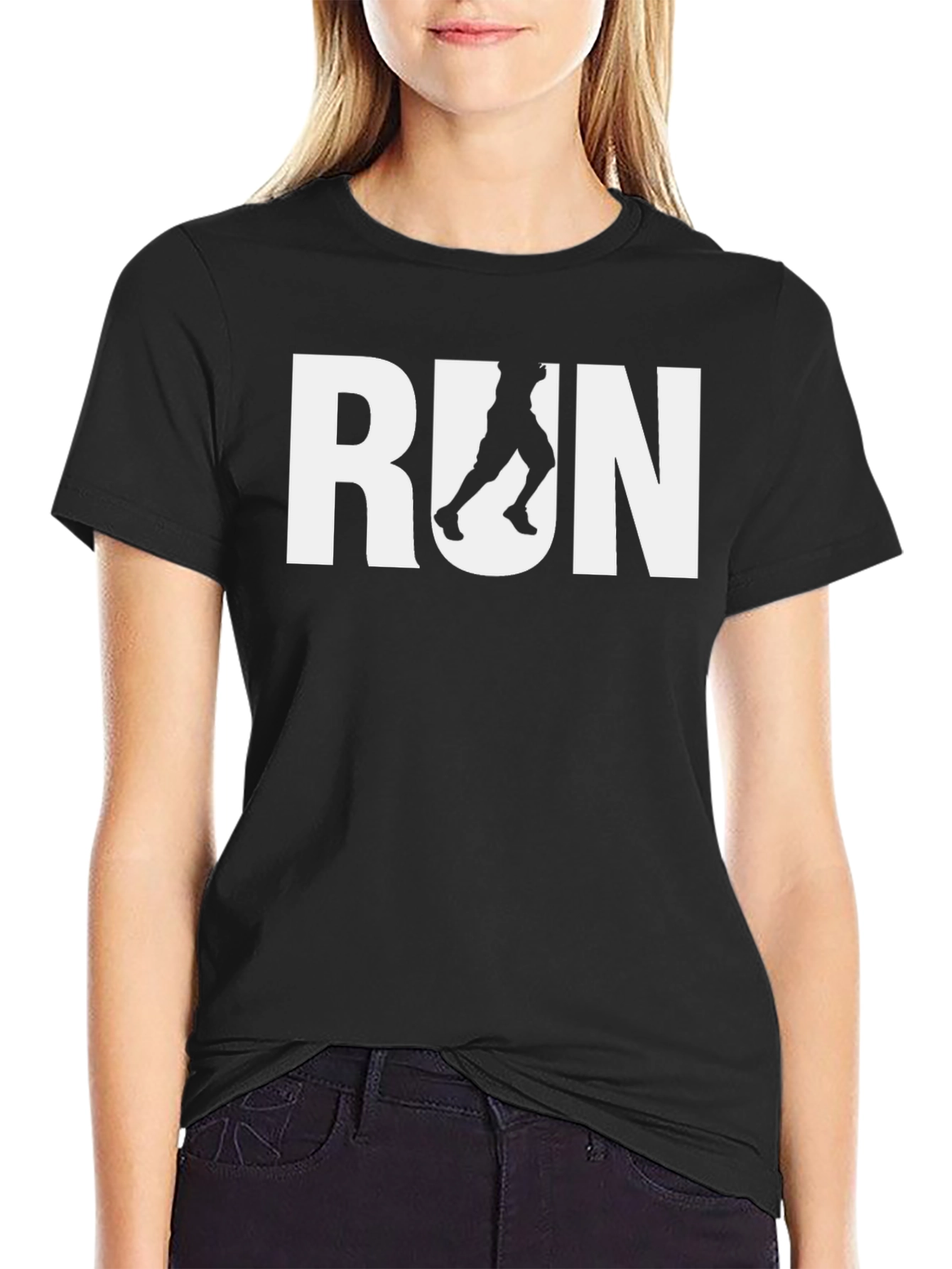 Black Run Graphic T-Shirt - Black Cotton Tee view 2