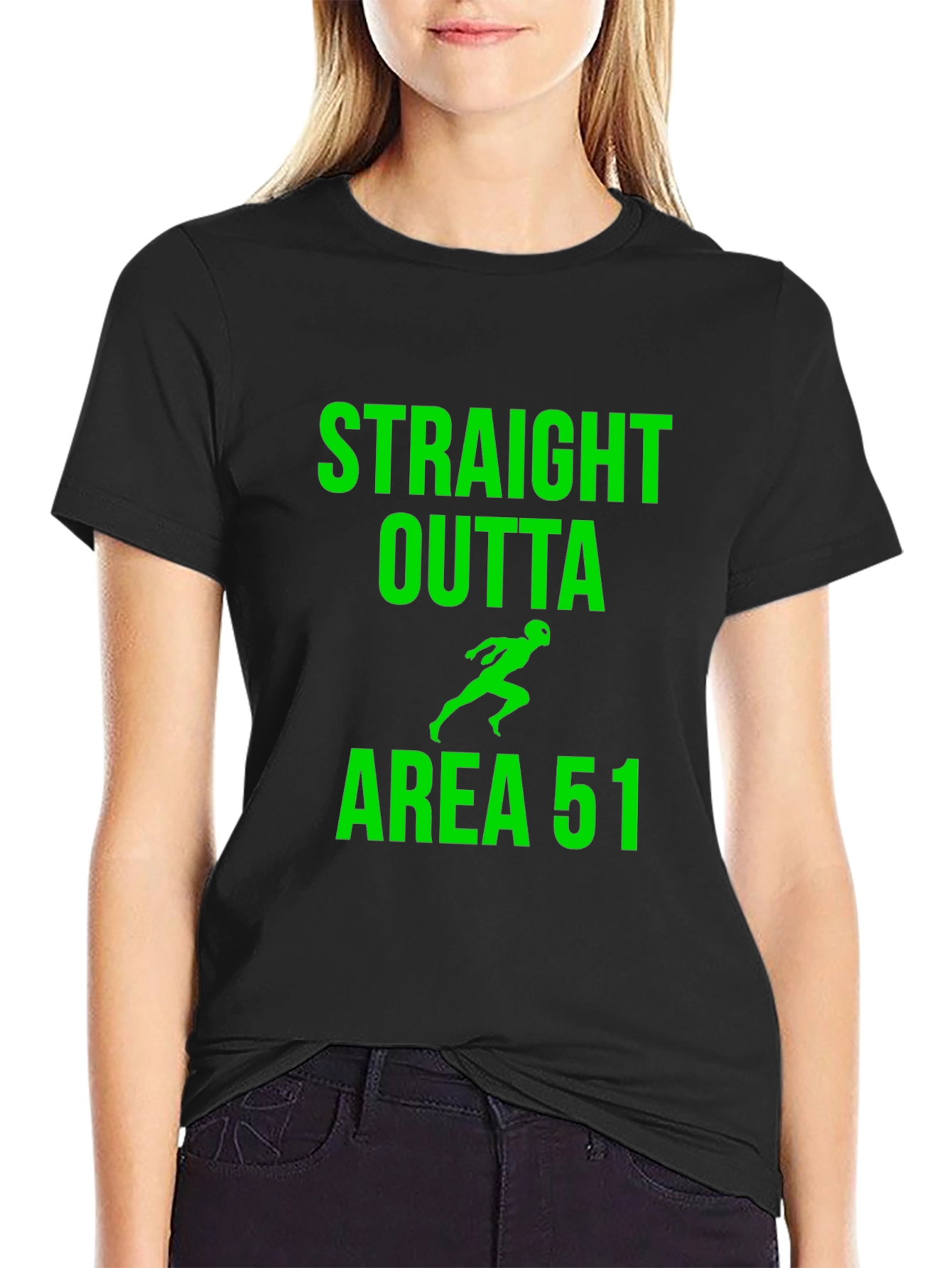 Black Straight Outta Area 51 Alien Graphic Tee view 2