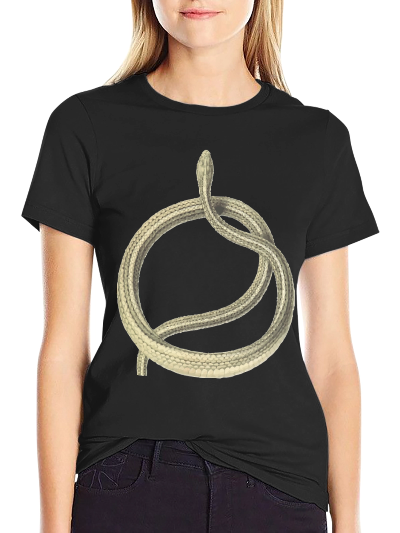 Black Snake Circle Graphic T-Shirt - Unique Animal Tee view 2