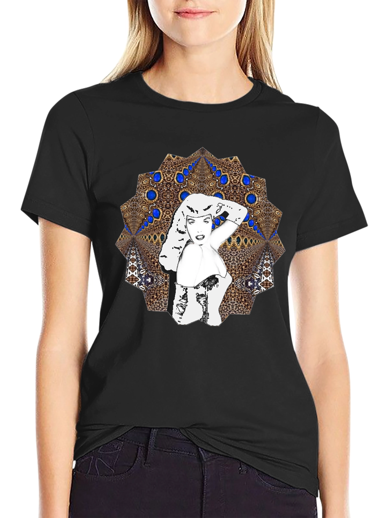 Black Retro Glam Graphic Tee - Bold Style for Everyday view 2