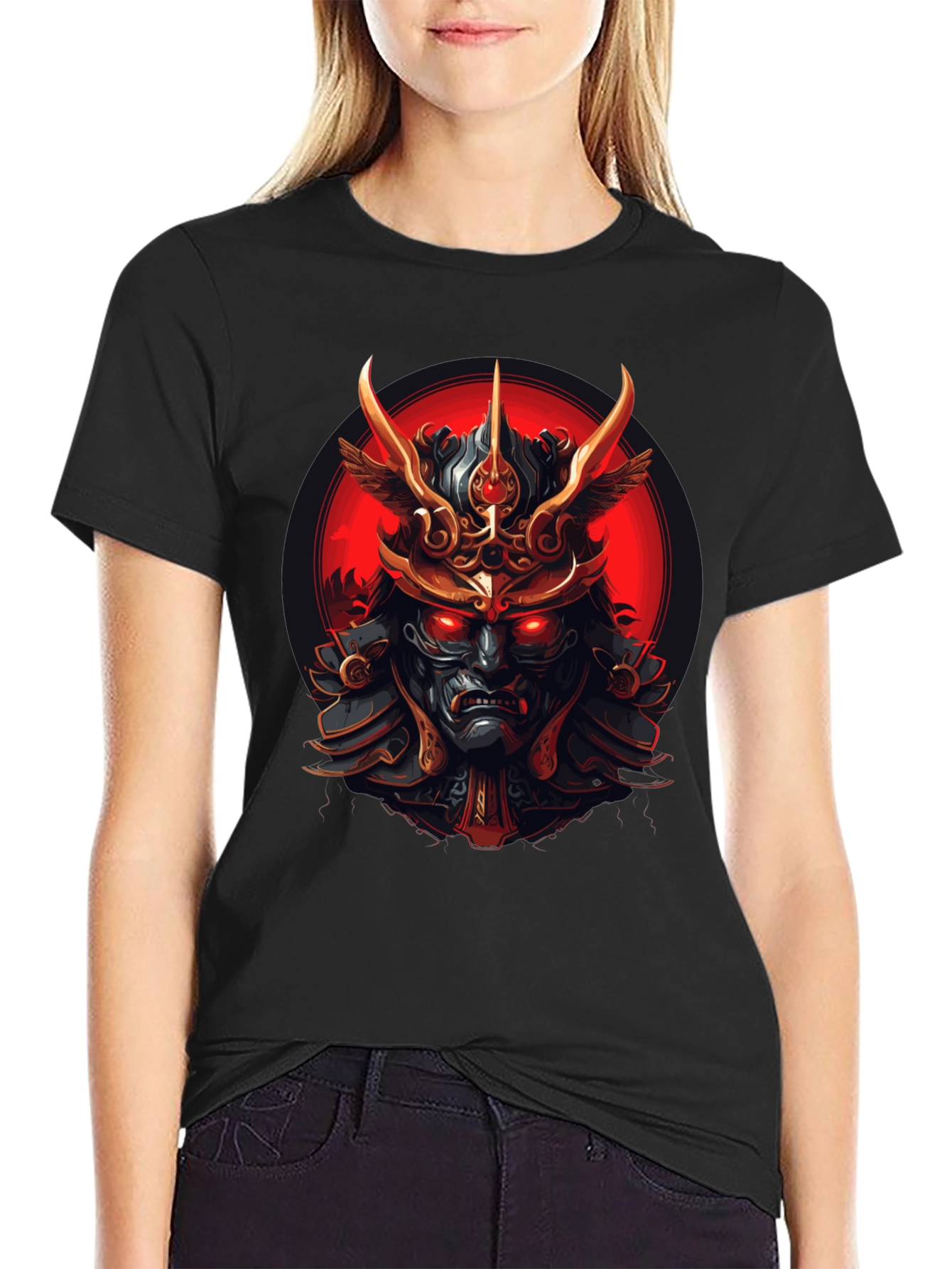 Black Samurai Warrior Graphic Tee - Men's Black T-Shirt view 2