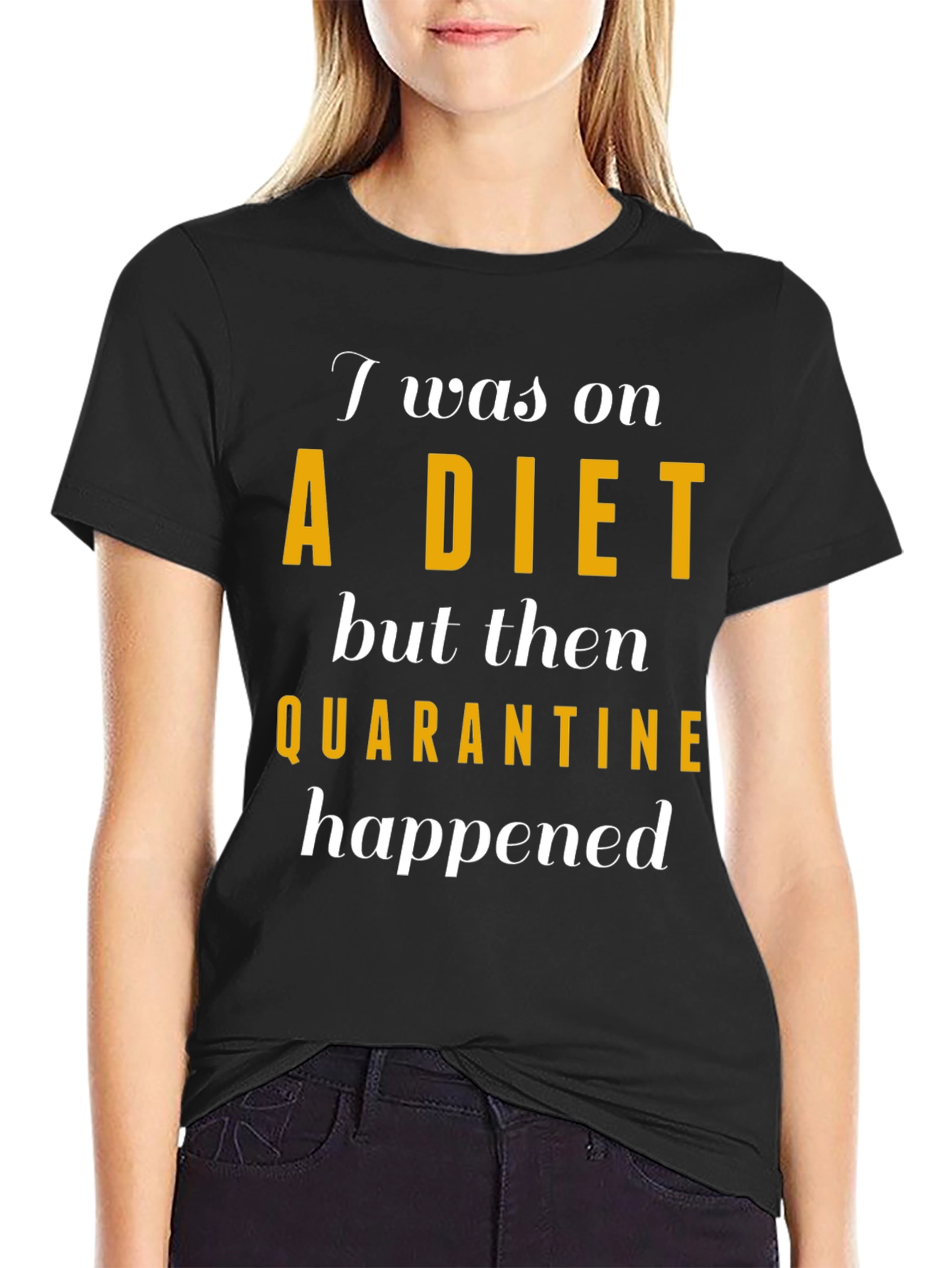 Black Quarantine Diet T-Shirt view 2