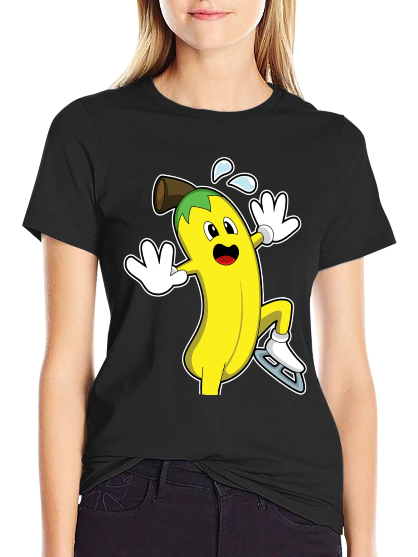 Black Banana Ice Skating T-Shirt - Fun & Unique Design view 2