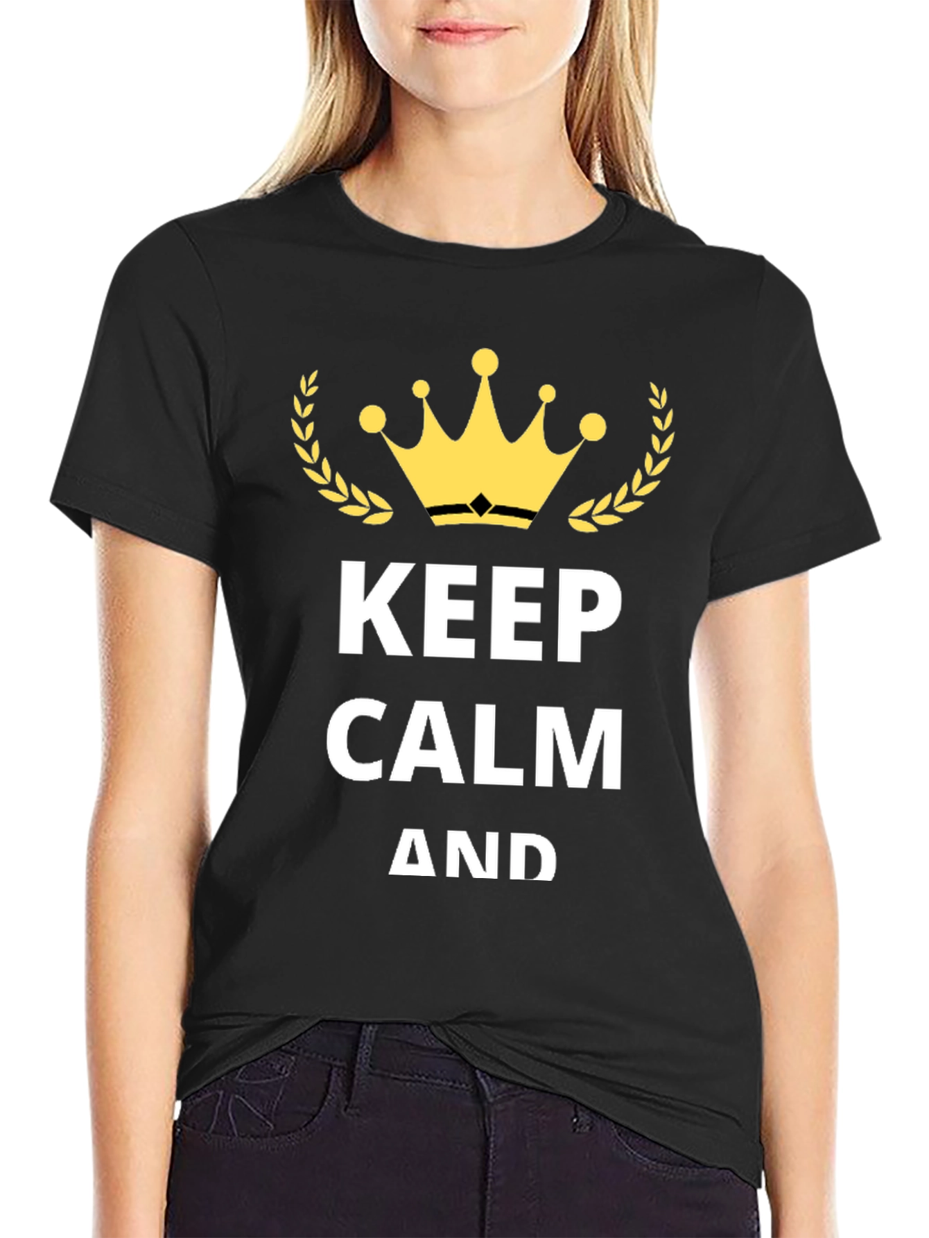 Black Keep Calm Crown Black Graphic Tee view 2