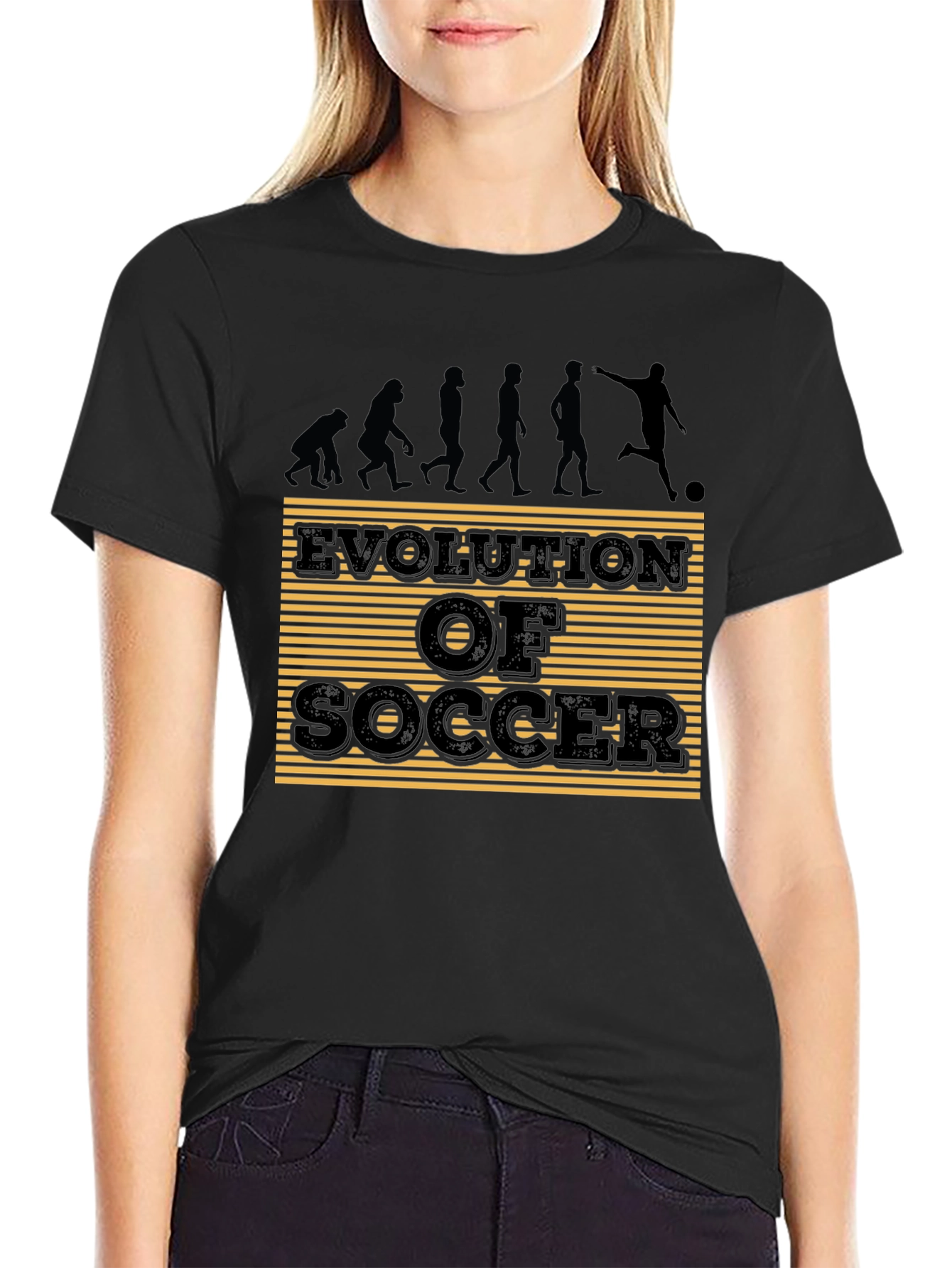 Black Evolution of Soccer Graphic T-Shirt view 2