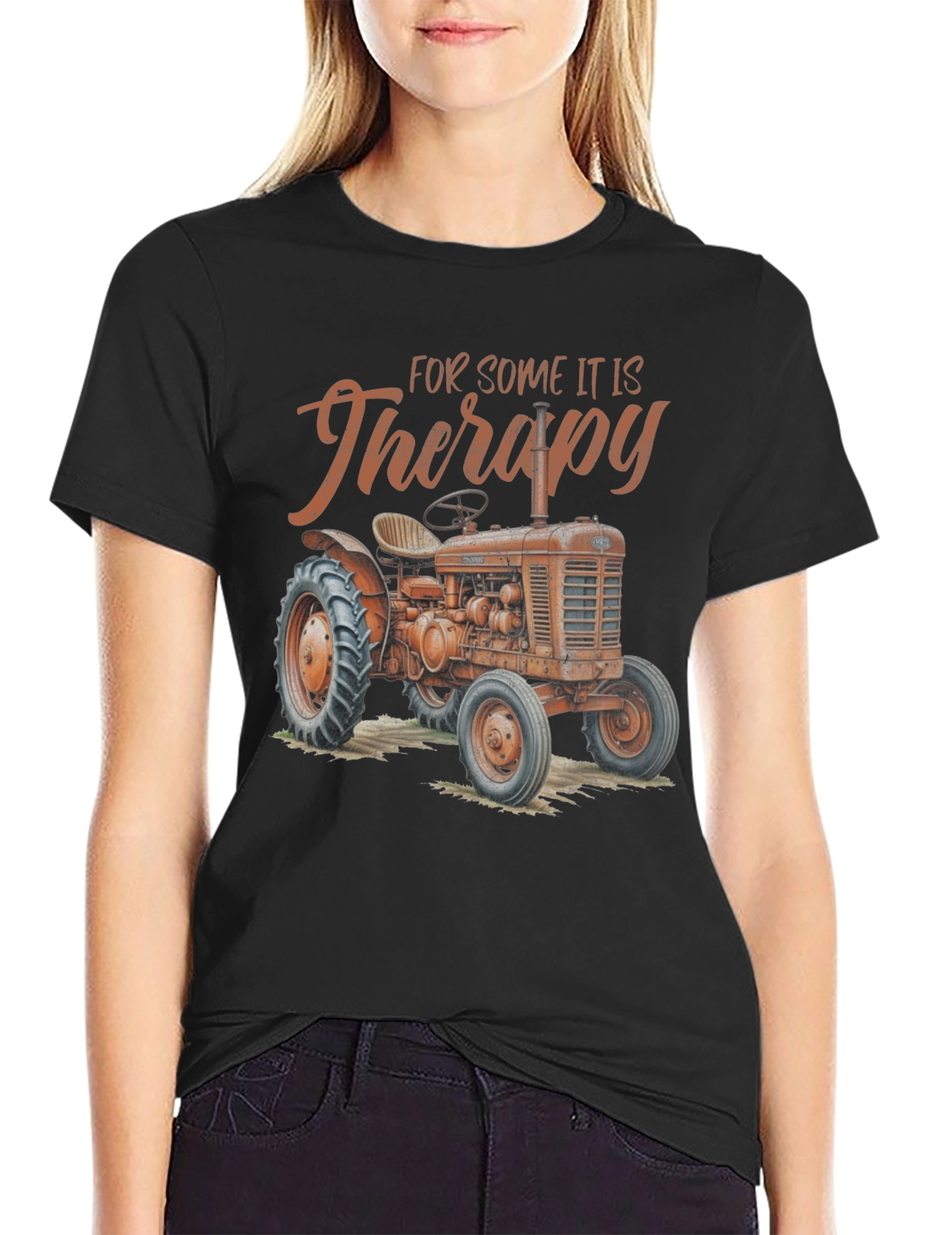 Black Tractor Therapy Graphic T-Shirt view 2