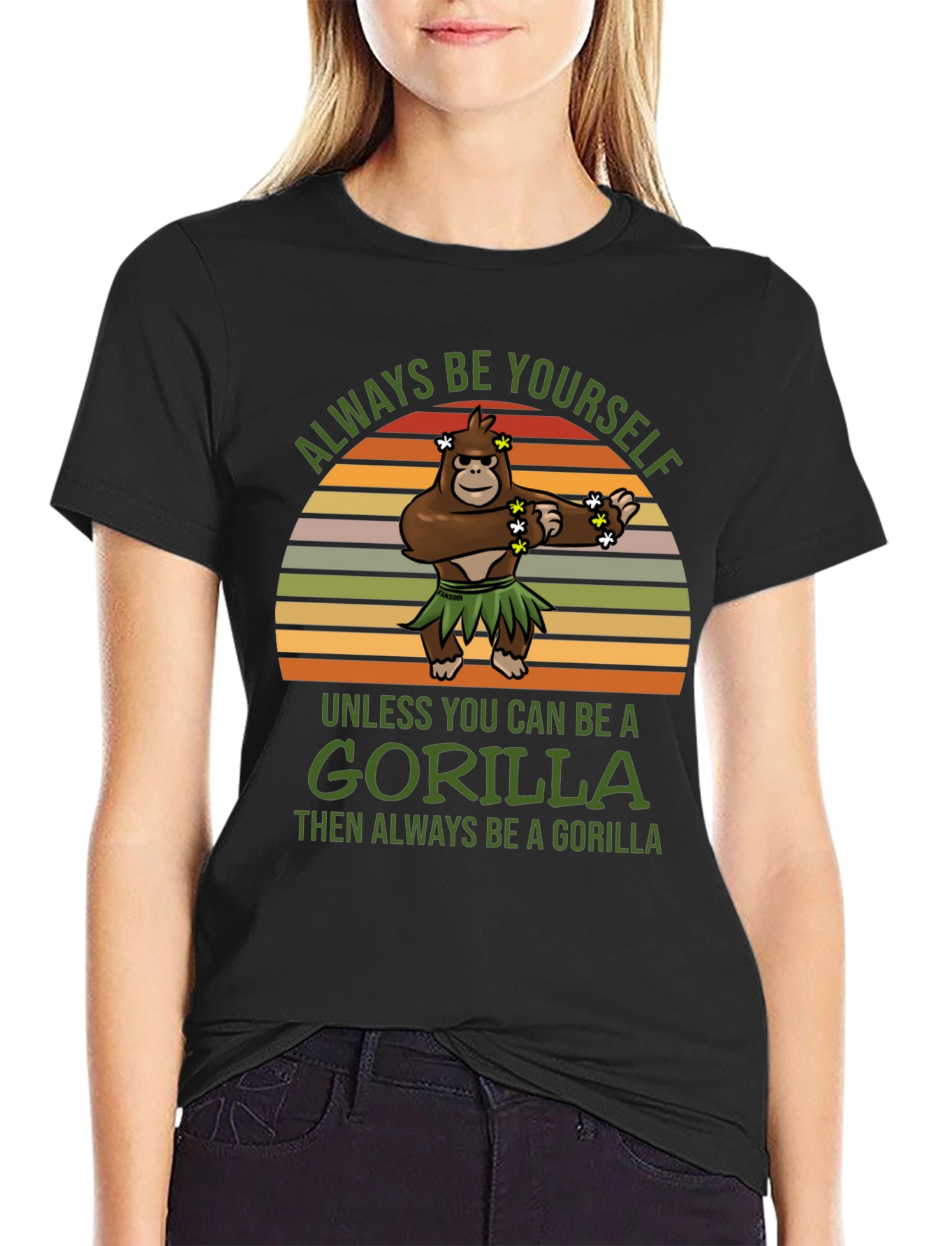 Black Always Be Yourself Unless You Can Be A Gorilla T-Shirt view 2