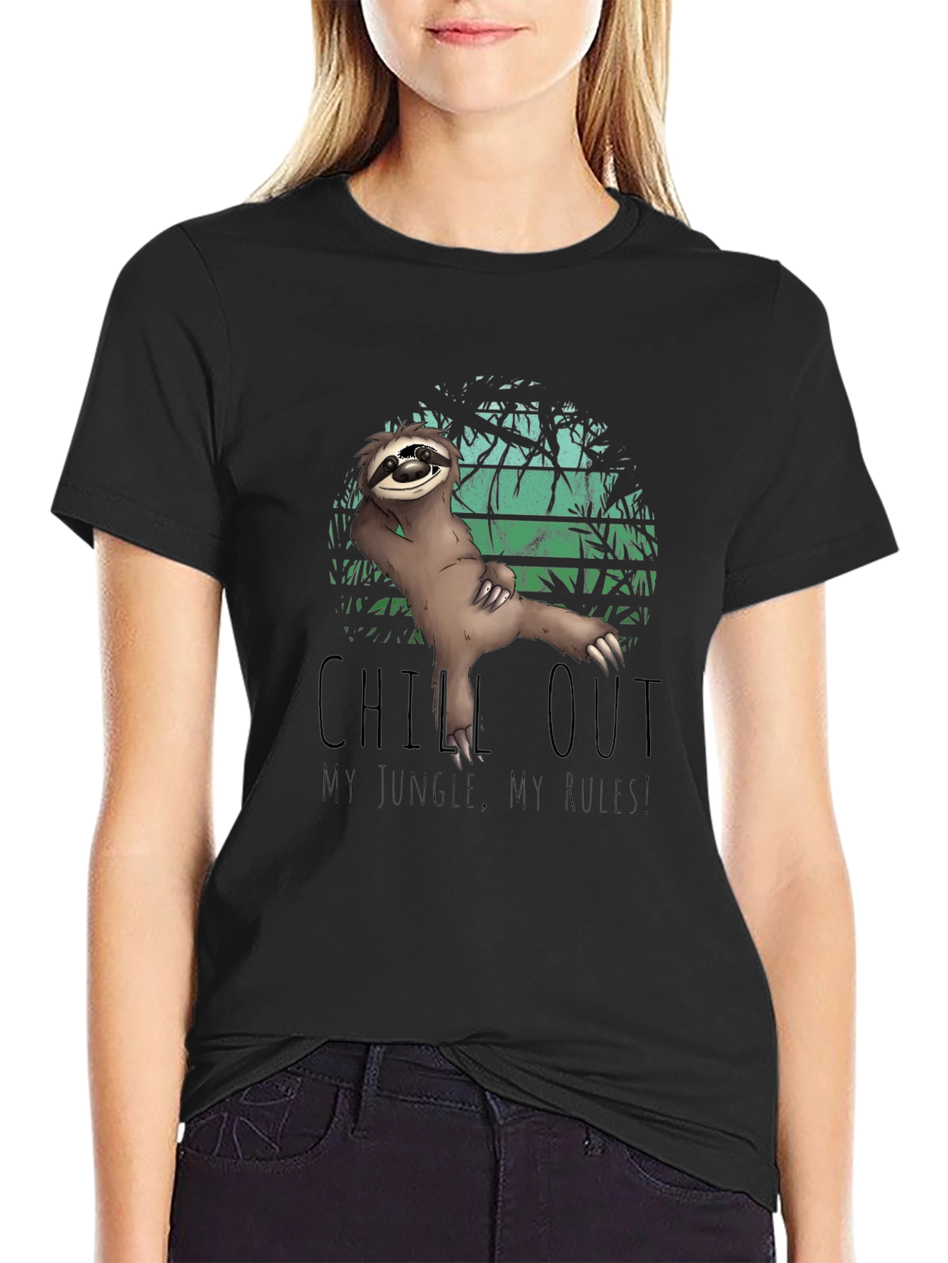 Black Chill Sloth T-Shirt: My Jungle, My Rules view 2