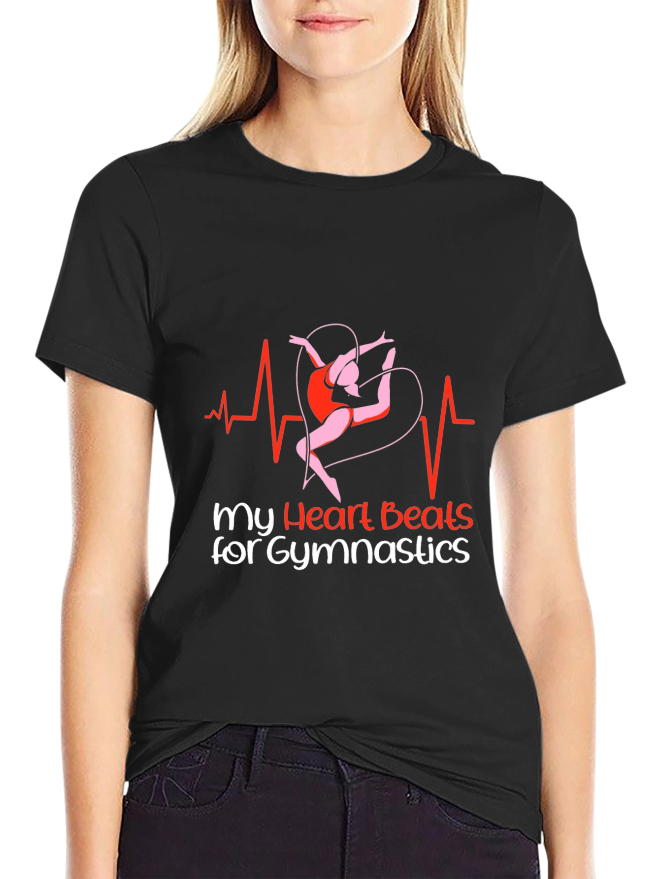 Black Gymnastics Heartbeat T-Shirt view 2