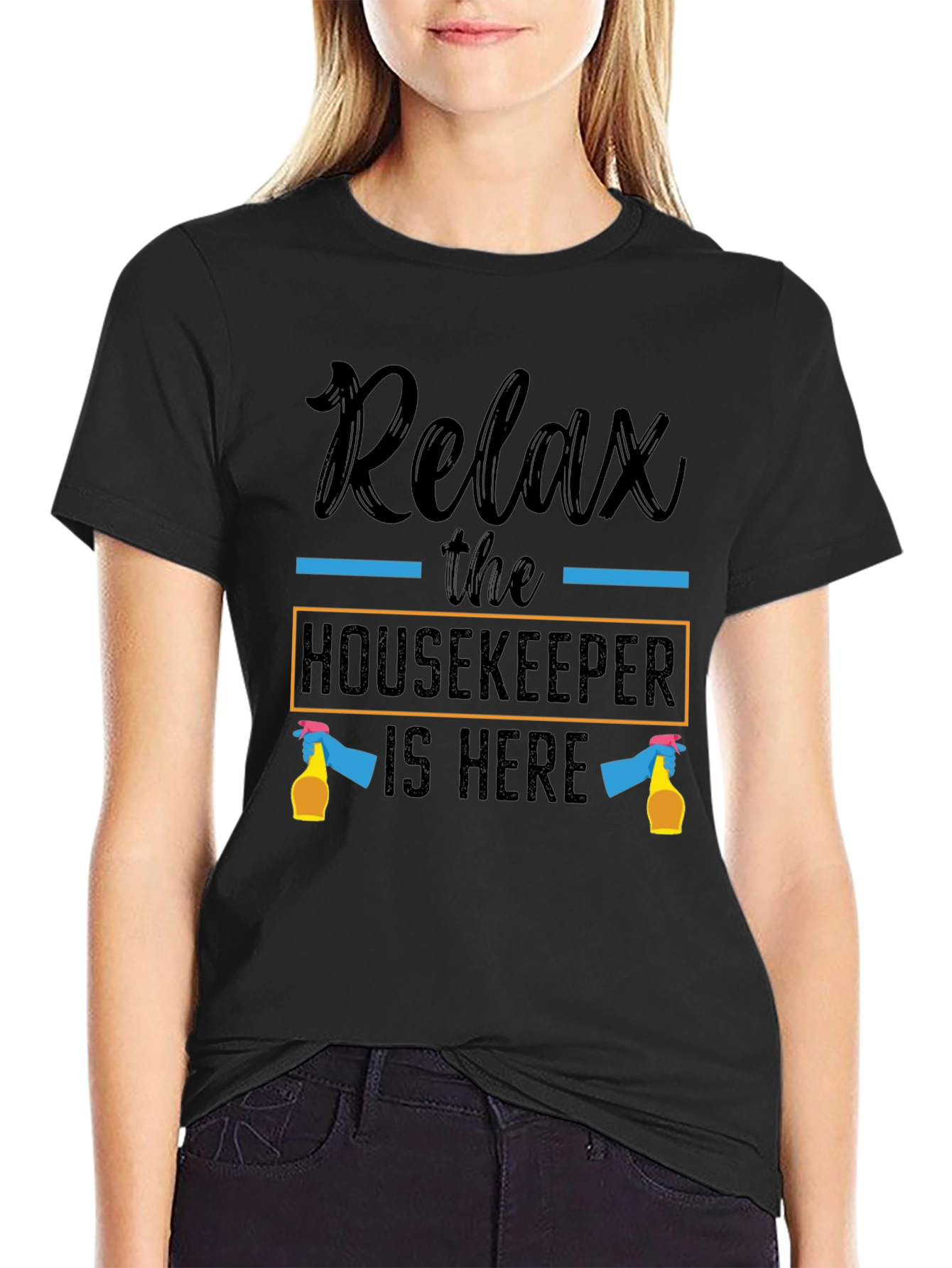 Black Relax Housekeeper T-Shirt - Cleaning Humor Tee view 2