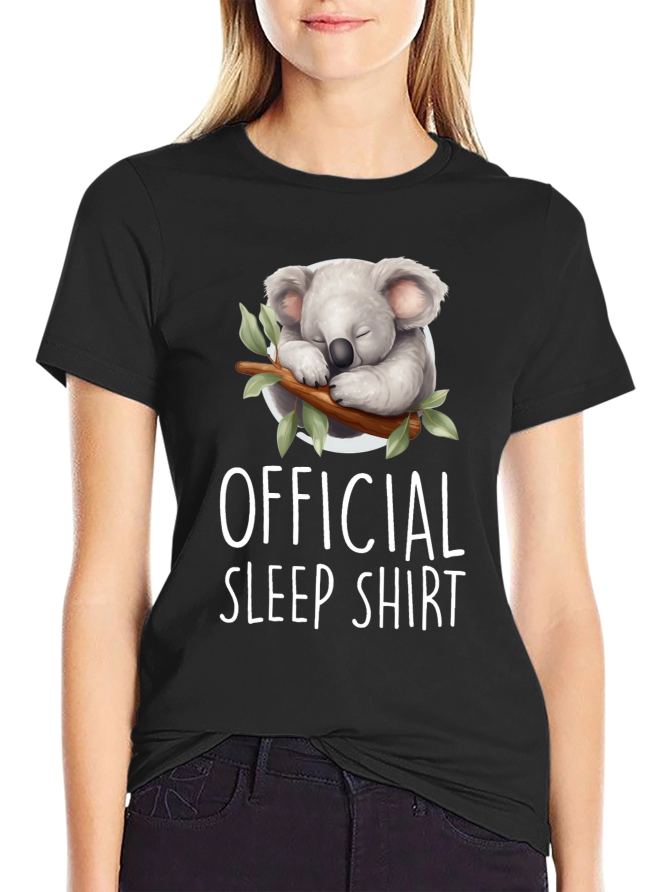 Black Official Sleep Shirt - Koala Graphic Tee view 2