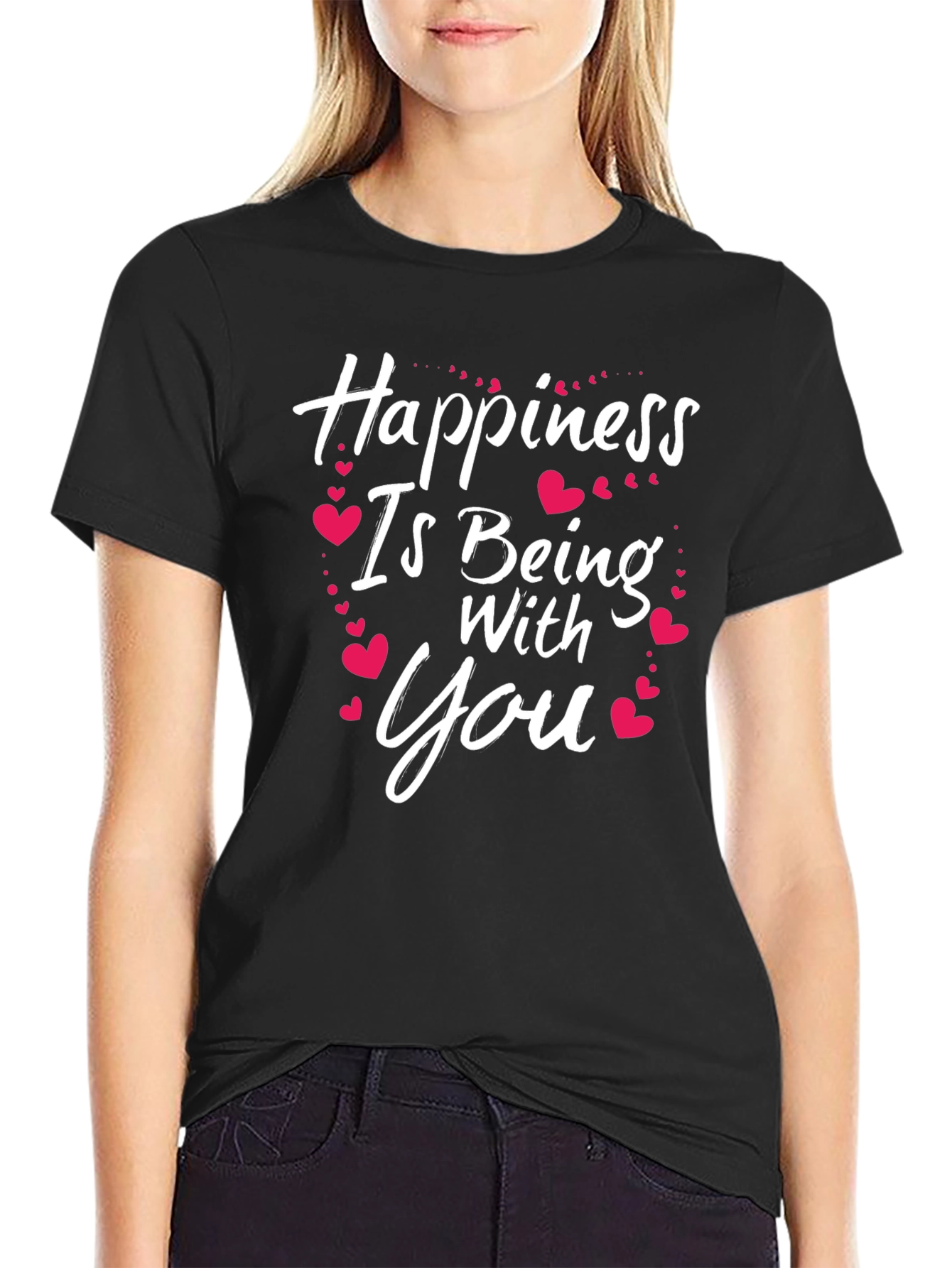 Black Happiness Is Being With You T-Shirt view 2