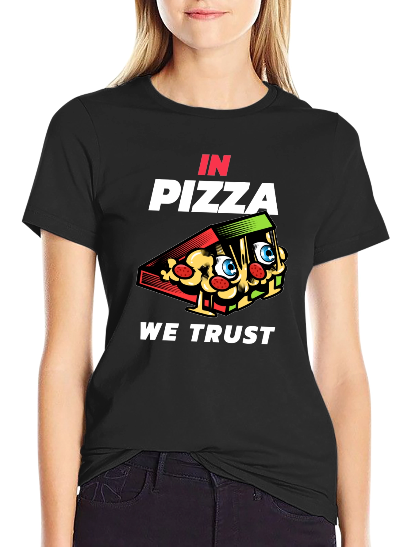 Black In Pizza We Trust Black Graphic Tee view 2