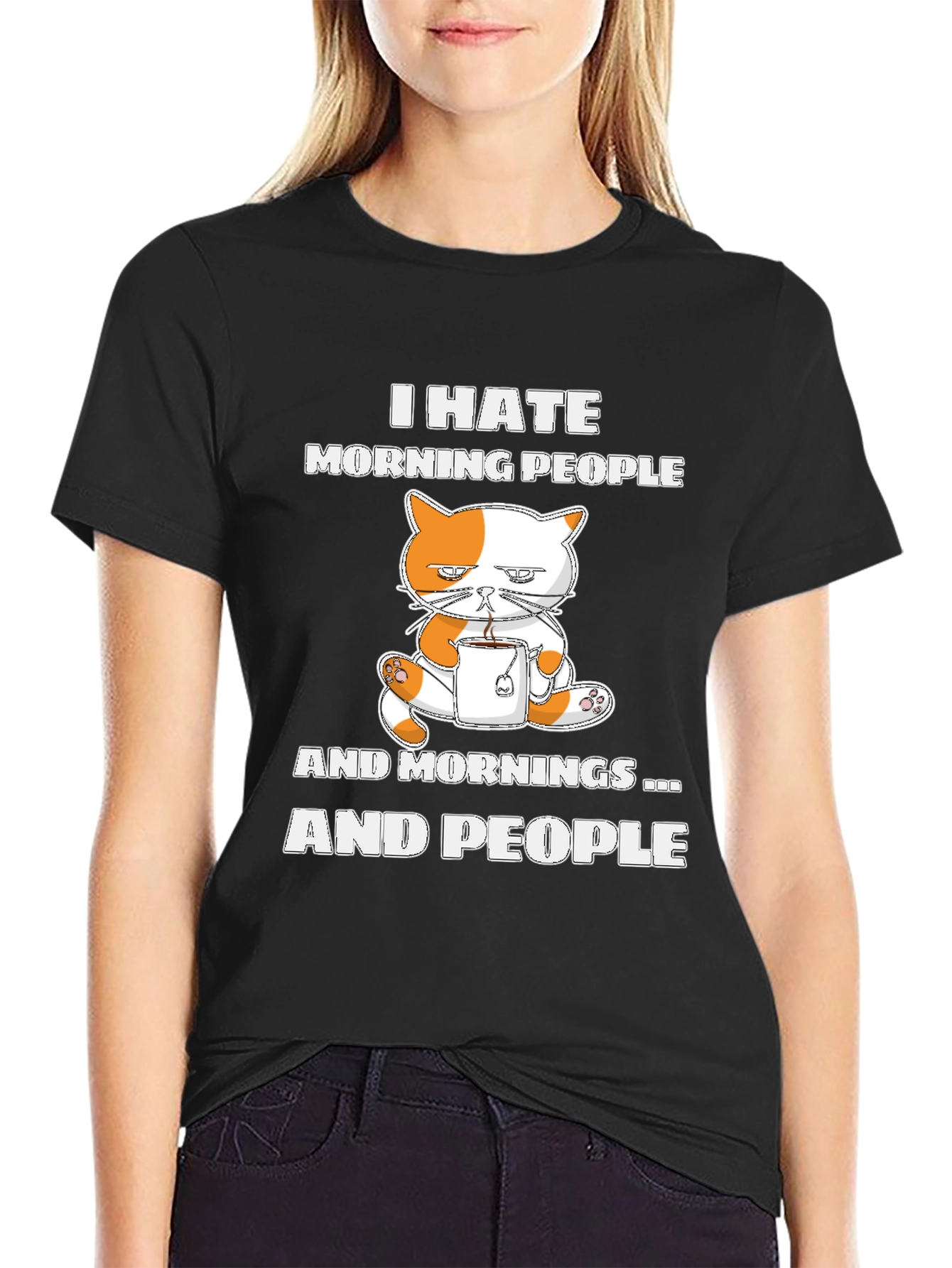 Black I Hate Morning People Tee view 2