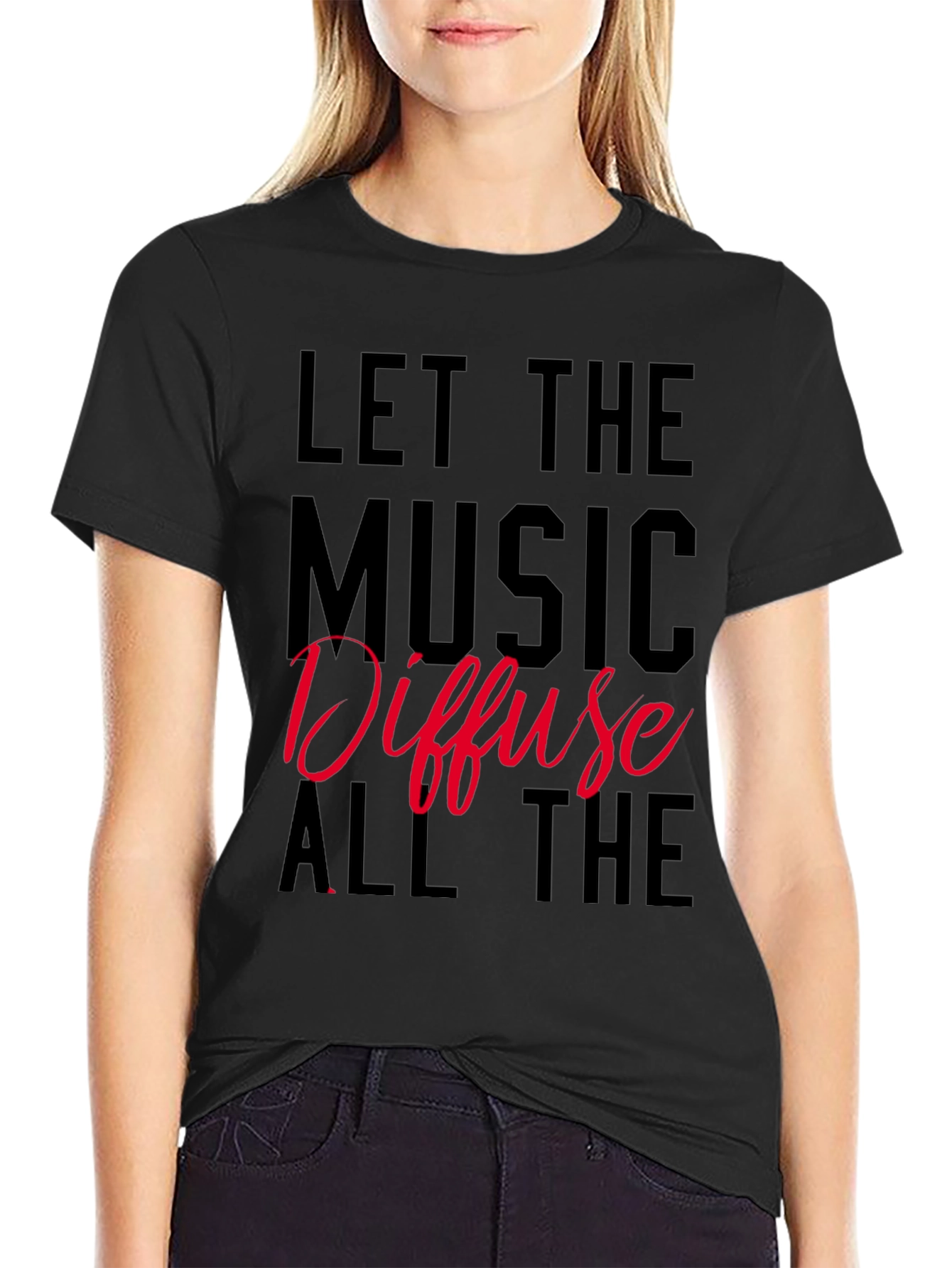 Black Let the Music Diffuse T-Shirt view 2