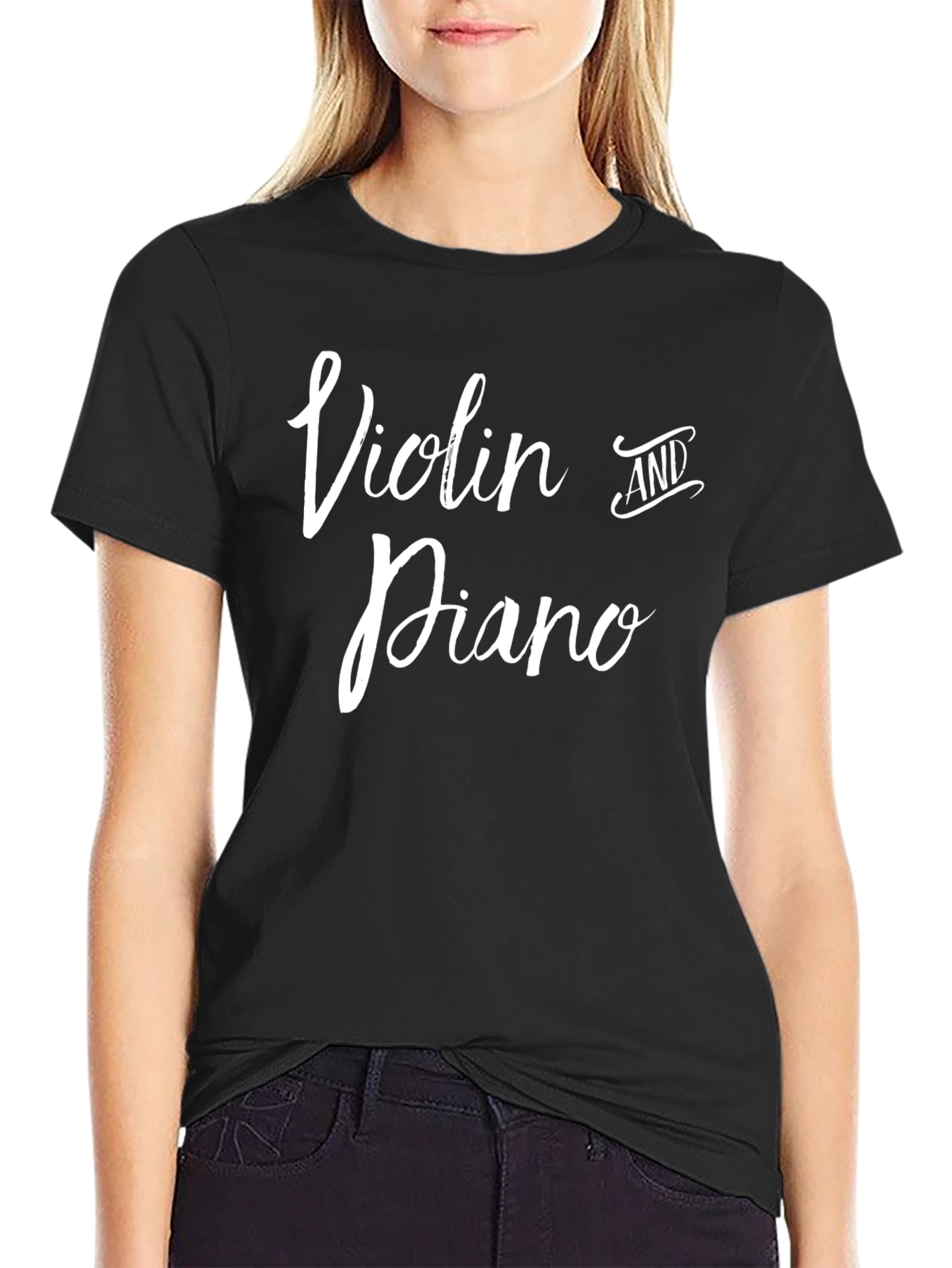 Black Violin and Piano Music Lover Tee view 2