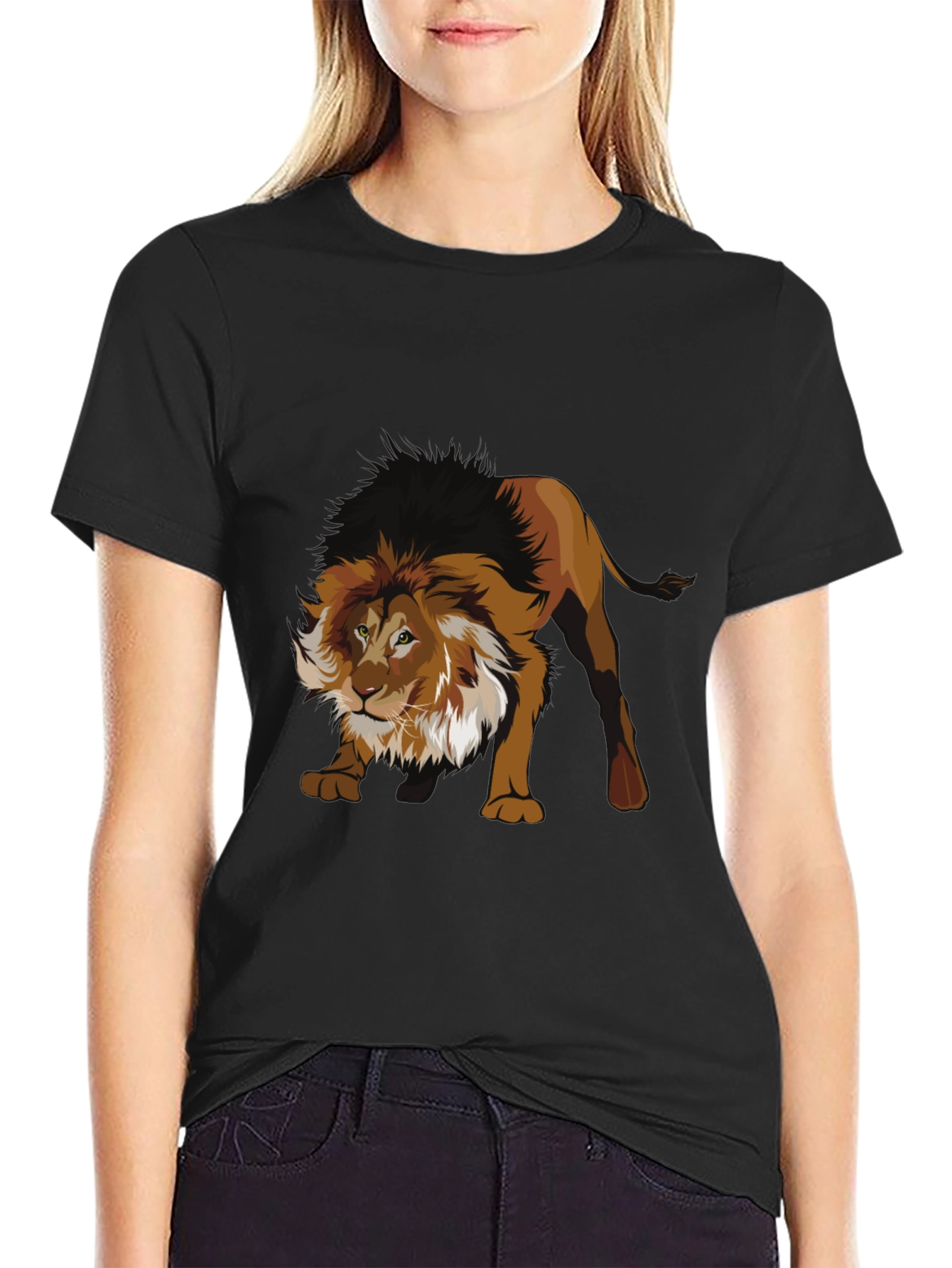Black Lion Graphic Black T-Shirt view 2