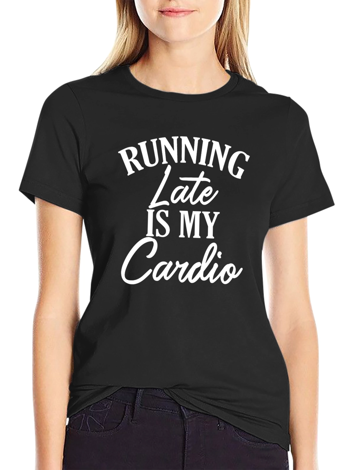 Black Running Late Is My Cardio Men's T-Shirt view 2