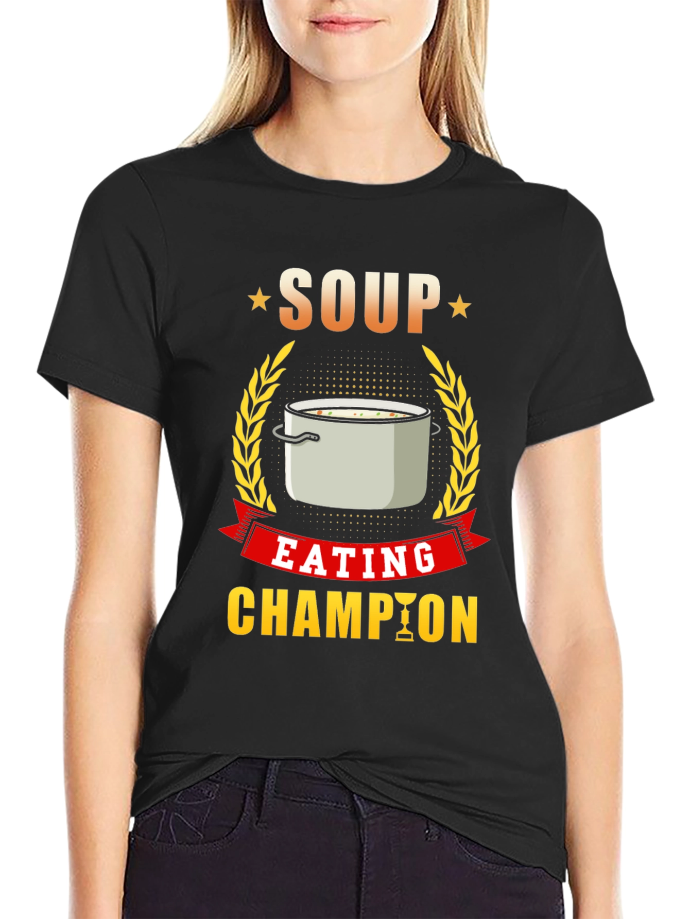 Black Soup Eating Champion T-Shirt, Funny Foodie Tee view 2
