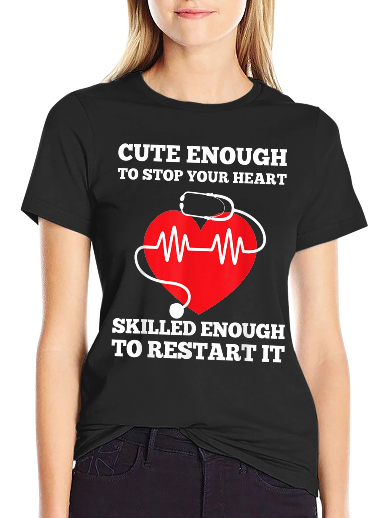 Black Cute Enough to Stop Your Heart T-Shirt view 2