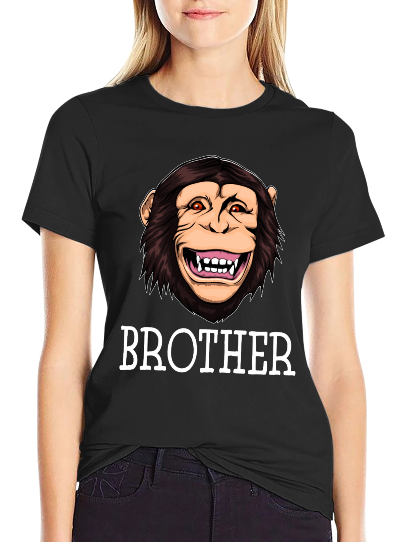 Black Brother Monkey Graphic Tee - Funny Family Shirt view 2