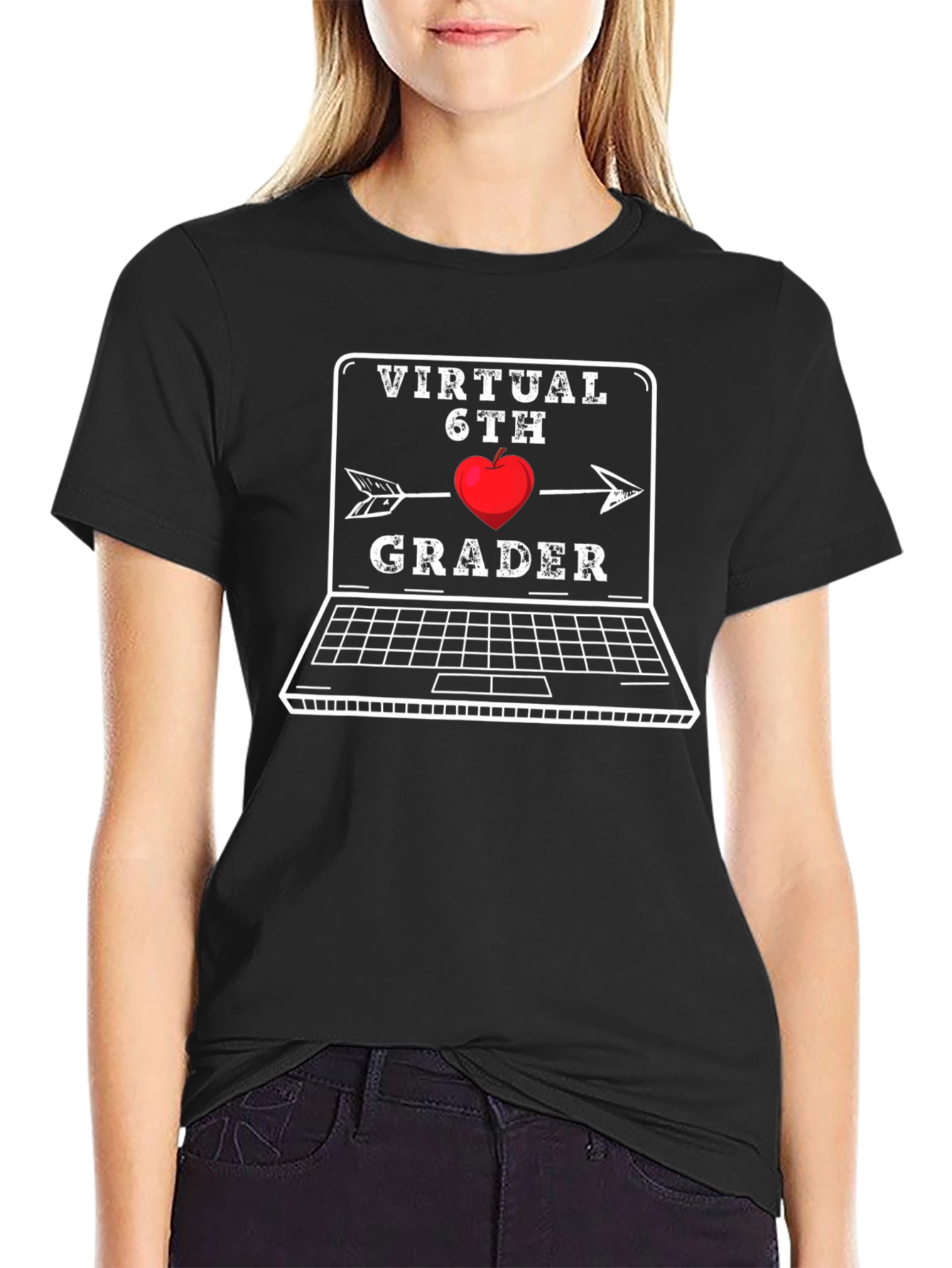 Black Virtual 6th Grader T-Shirt - Back to School view 2