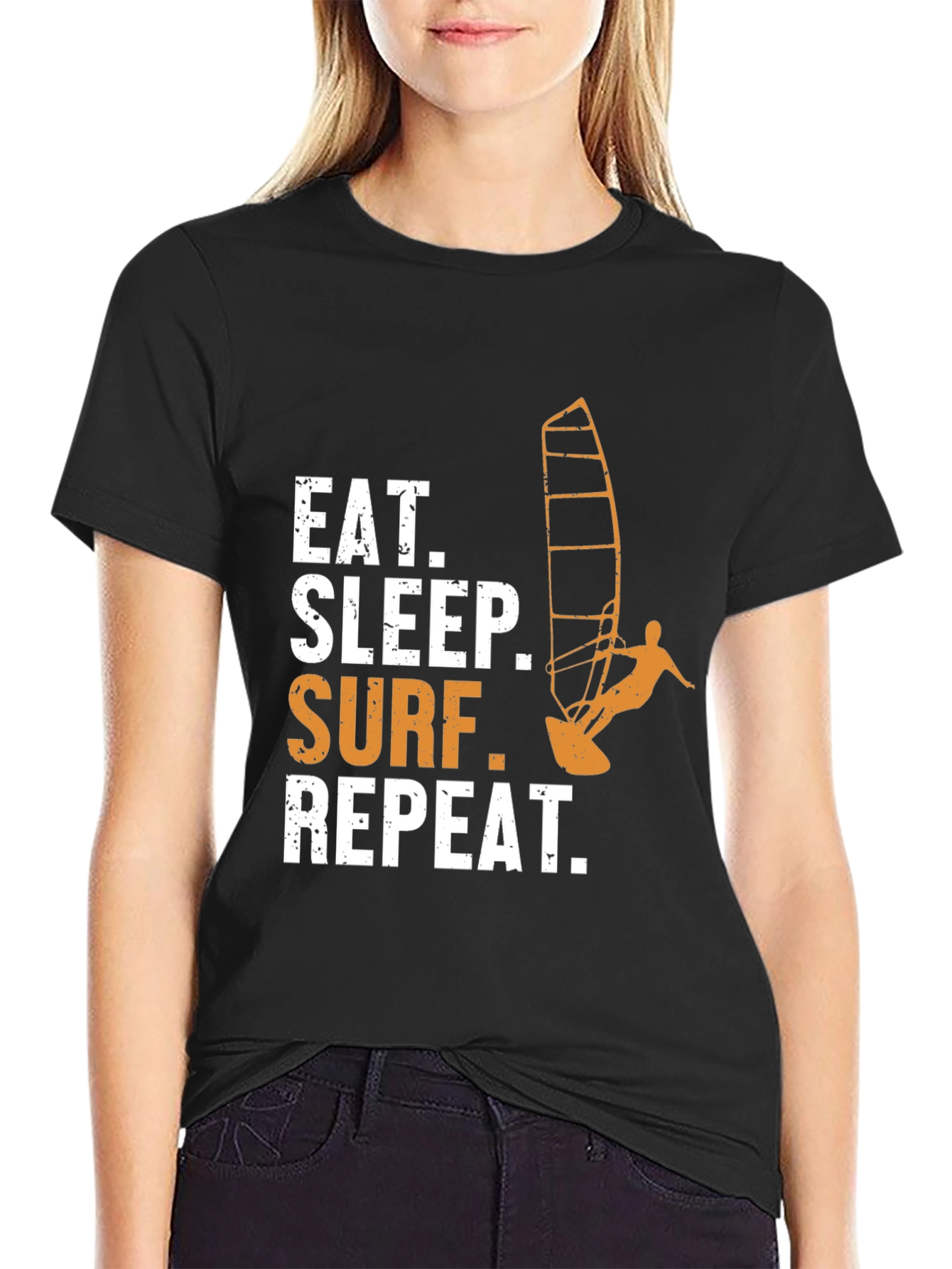 Black Eat Sleep Surf Repeat T-Shirt view 2