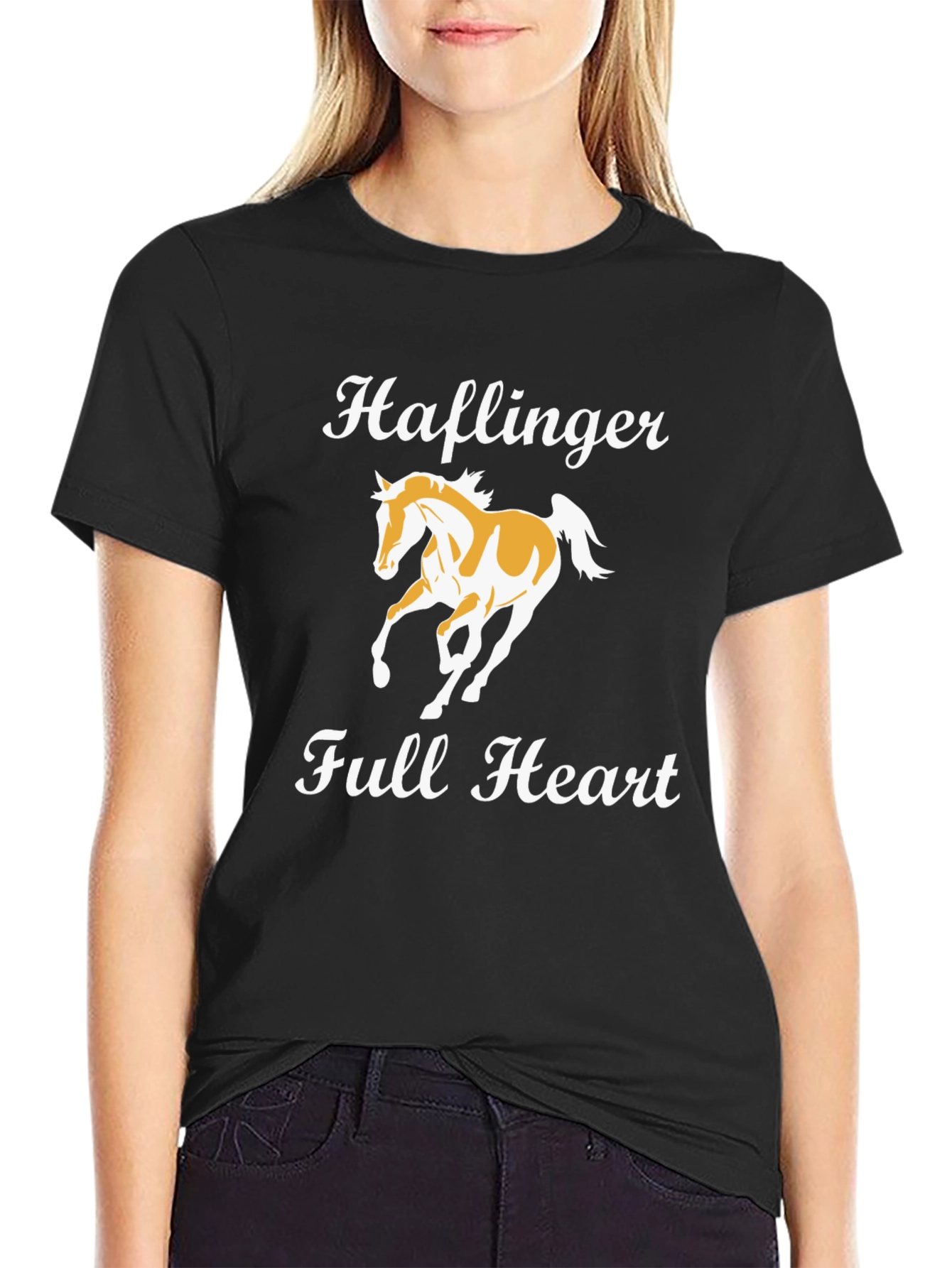Black Haflinger Full Heart Black T-Shirt view 2