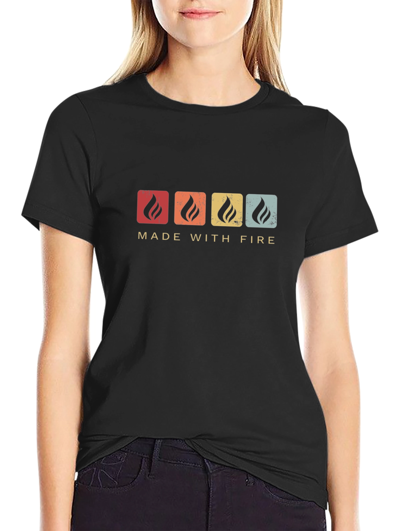 Black Made With Fire Graphic Tee view 2