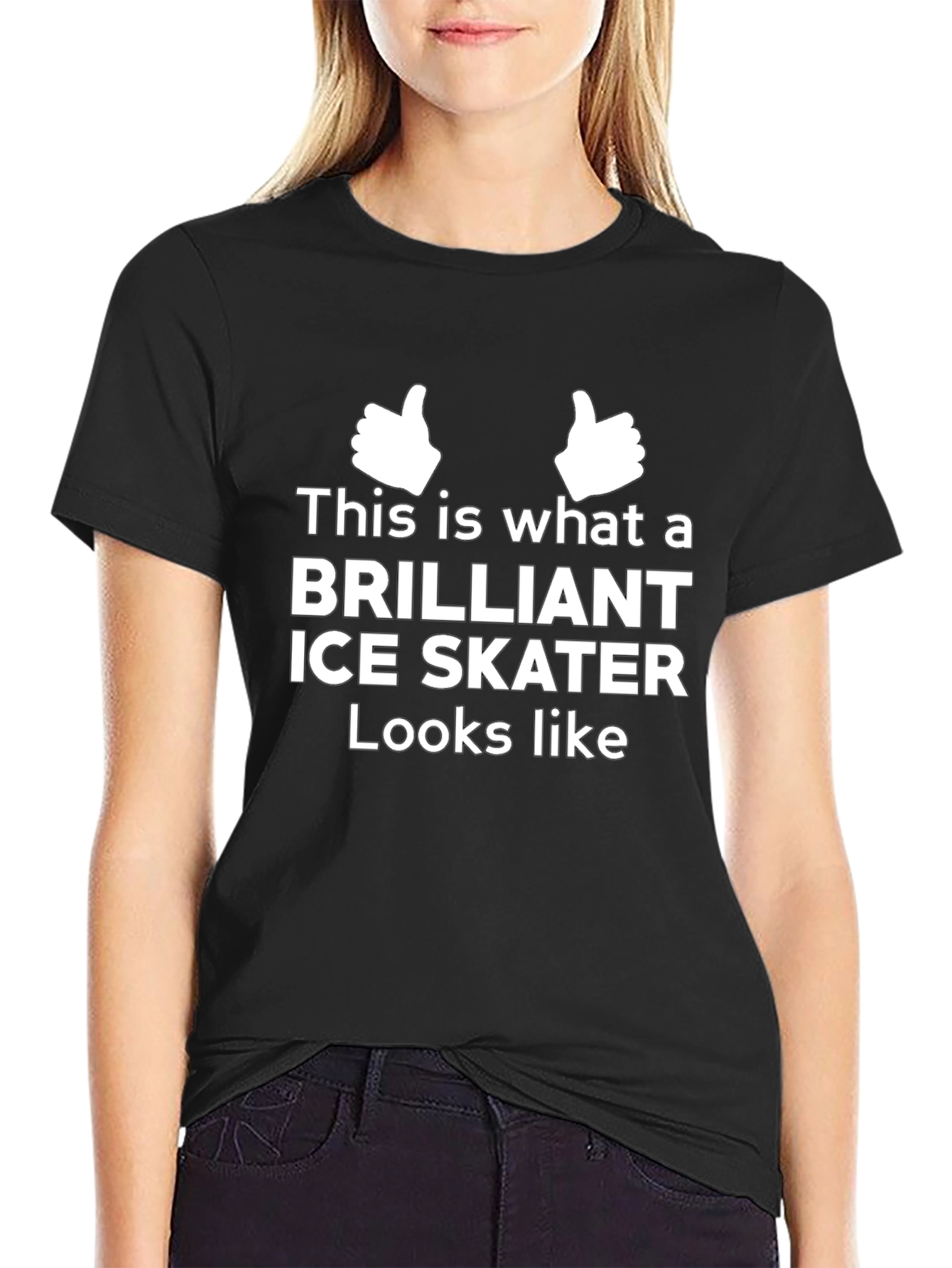 Black Brilliant Ice Skater T-Shirt - Novelty Design view 2