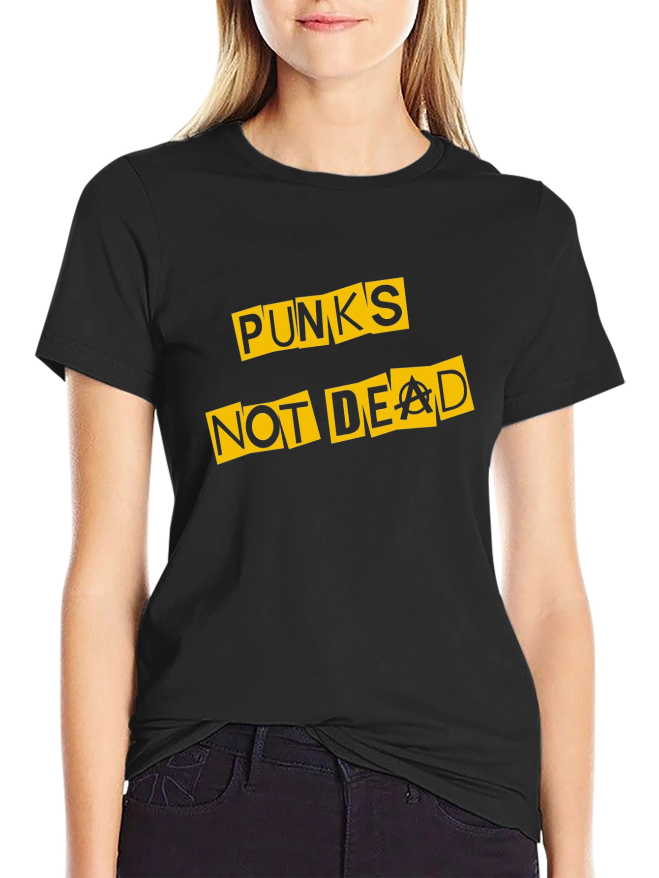 Black Punk's Not Dead Graphic Tee - Bold Statement Style view 2