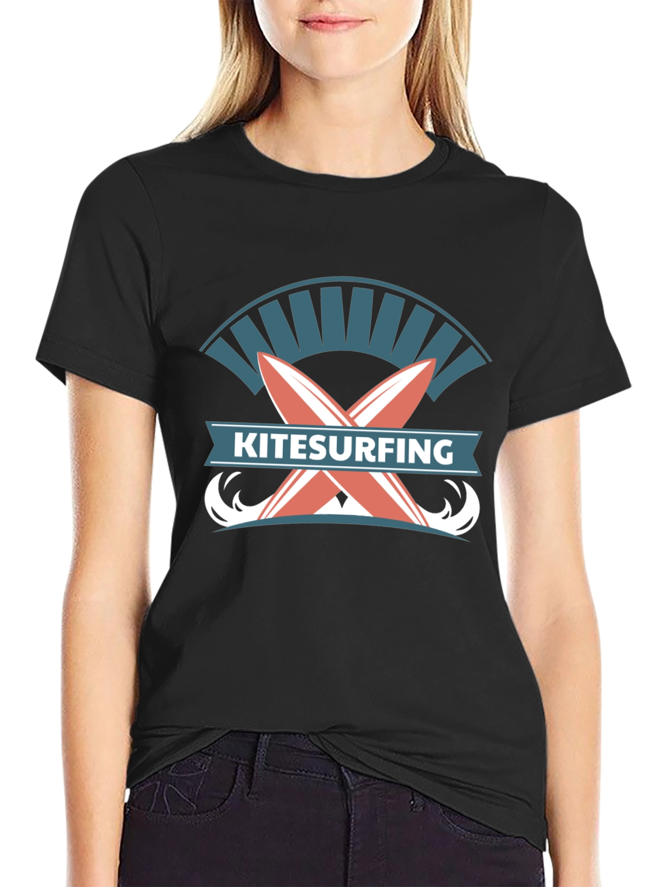 Black Kitesurfing Graphic T-Shirt view 2