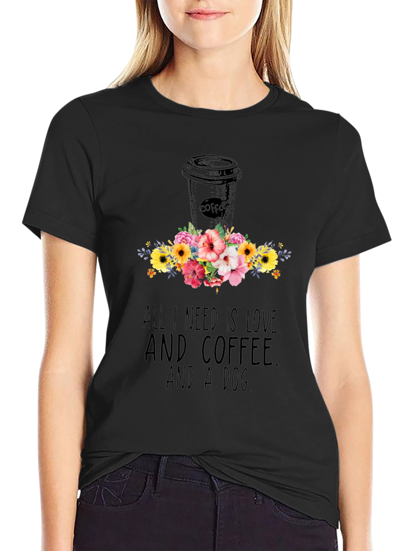 Black Love, Coffee, & Dog T-Shirt view 2