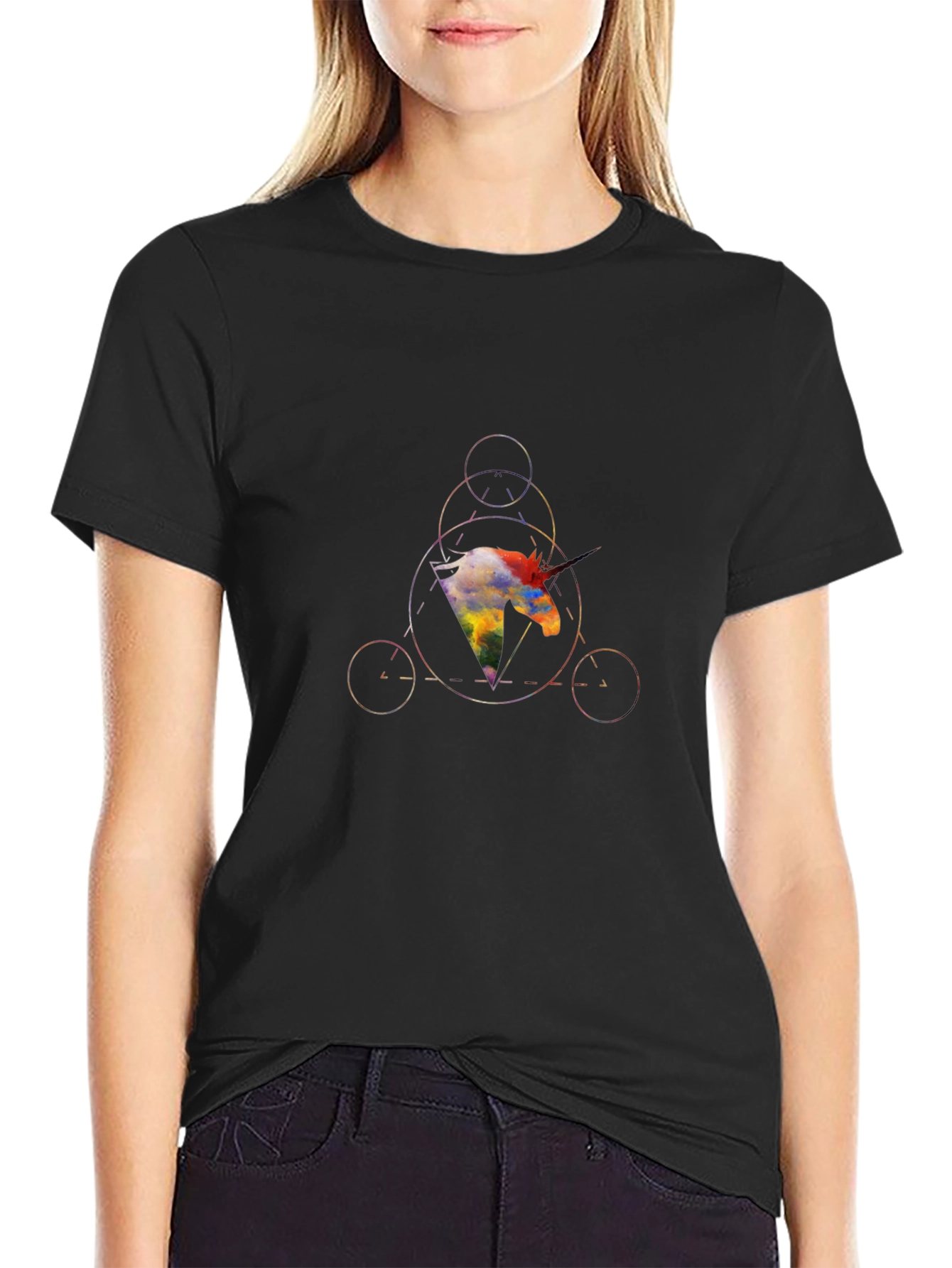 Geometric Unicorn Graphic T-Shirt - 2